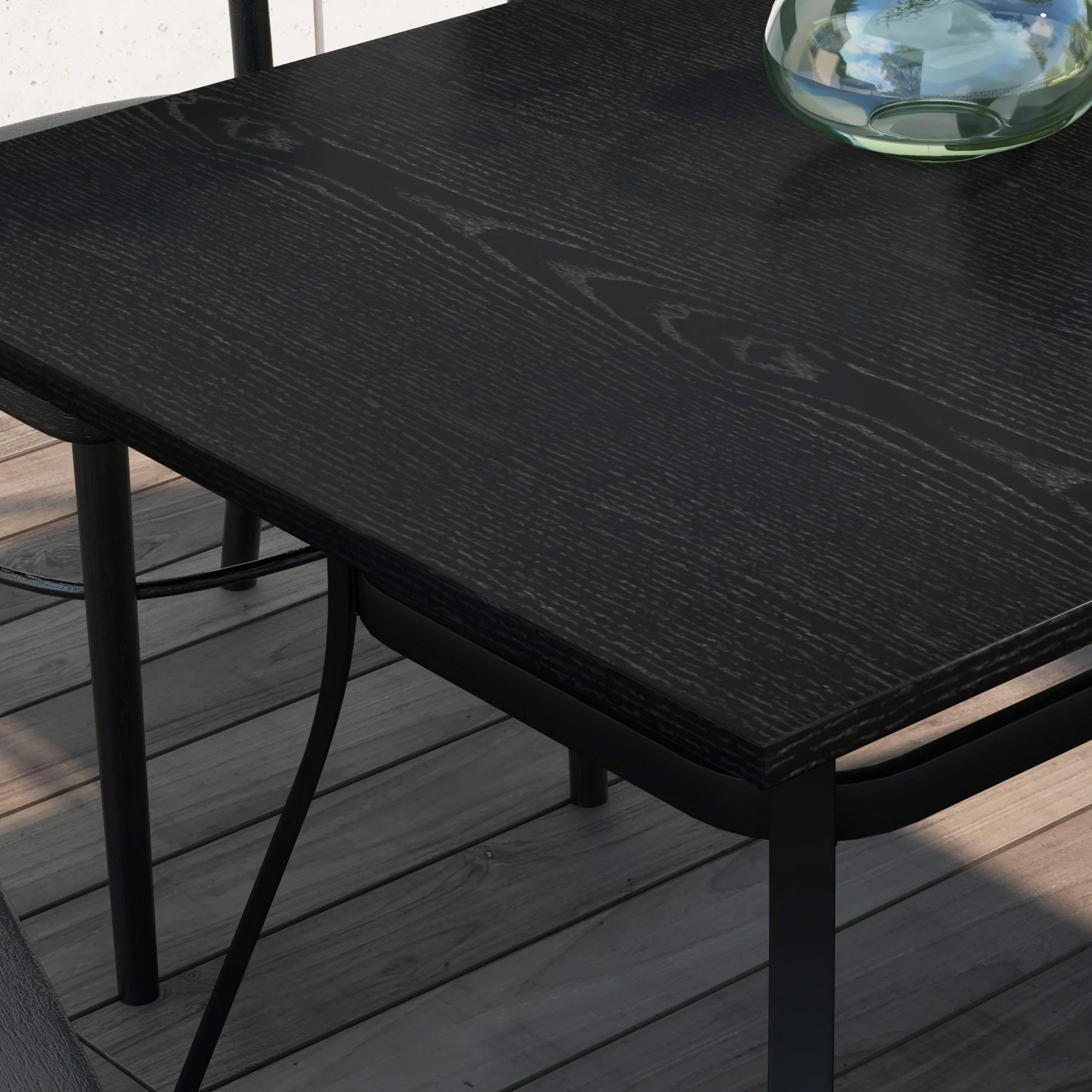 Rectangle Patio Dining Table for 6 with Steel Legs & Metal Tabletop for Garden, Black - Image 11