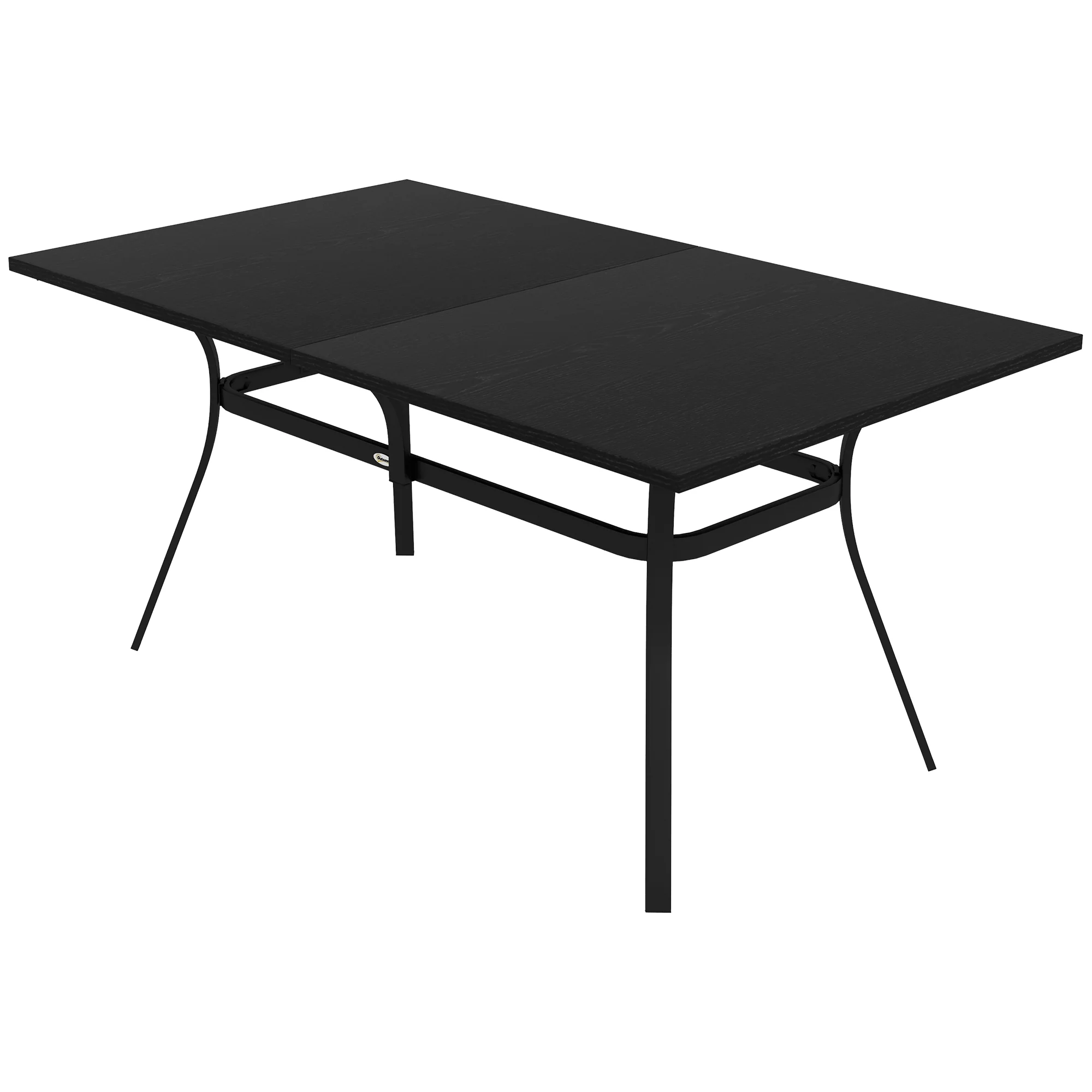 Rectangle Patio Dining Table for 6 with Steel Legs & Metal Tabletop for Garden, Black - Image 2
