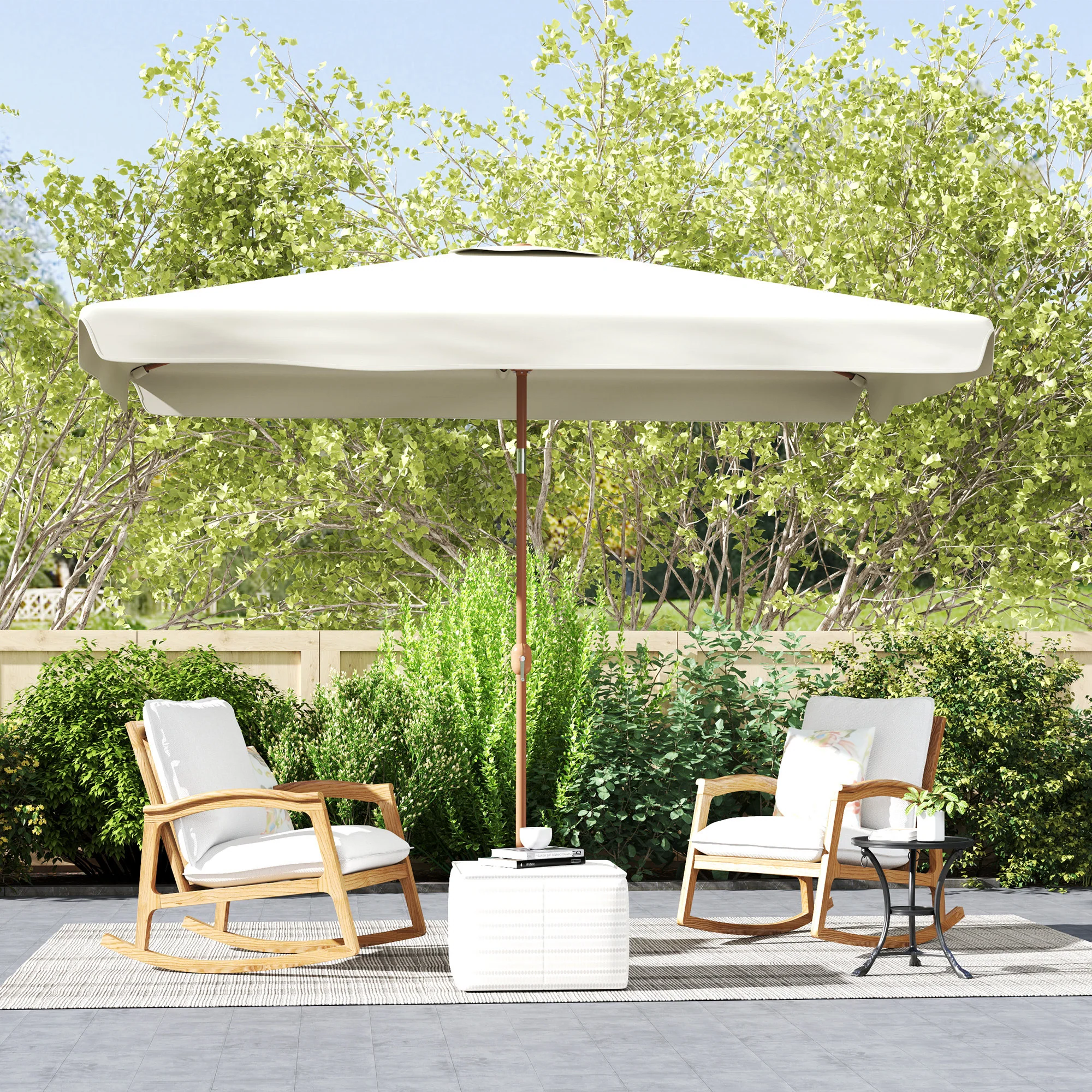 118.1" x 78.7" Patio Umbrella with Crank Handle and Adjustable Angle, Beige - Image 4