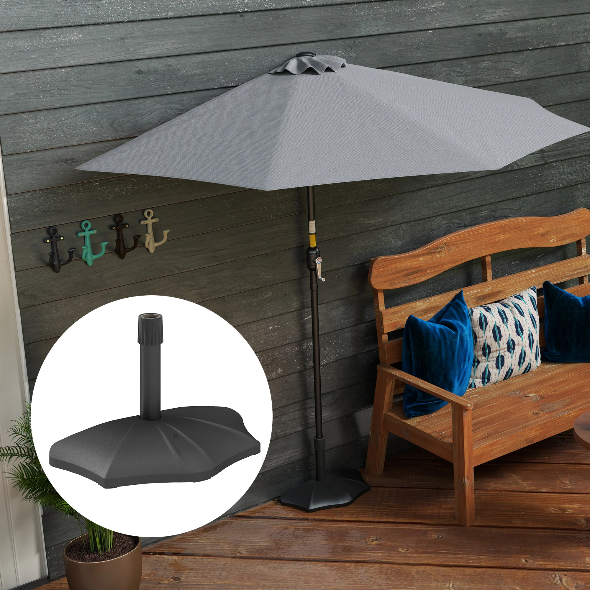 26lb Concrete Half Umbrella Stand for 1.5"/1.9" Poles, Black - Image 10