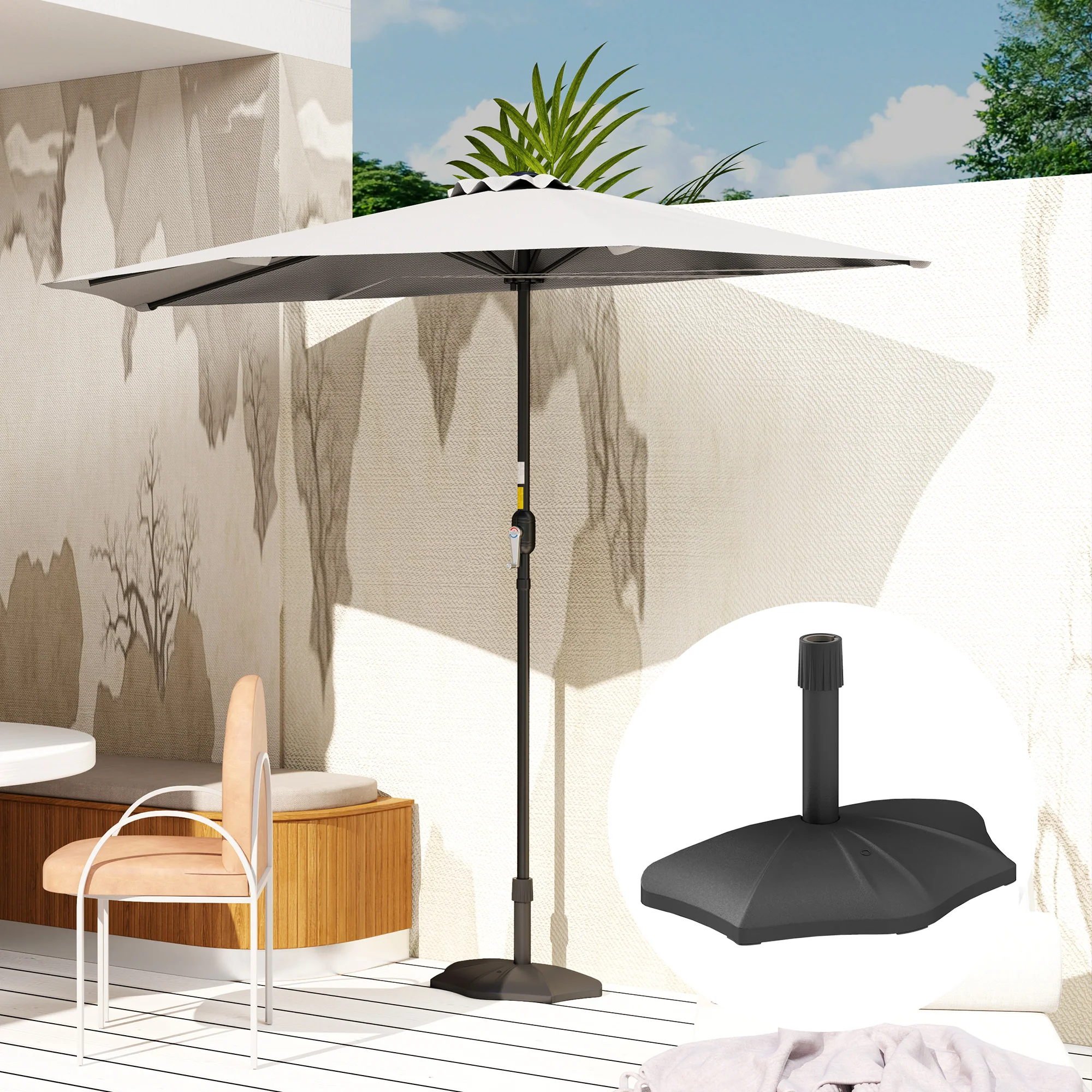 26lb Concrete Half Umbrella Stand for 1.5"/1.9" Poles, Black - Image 11