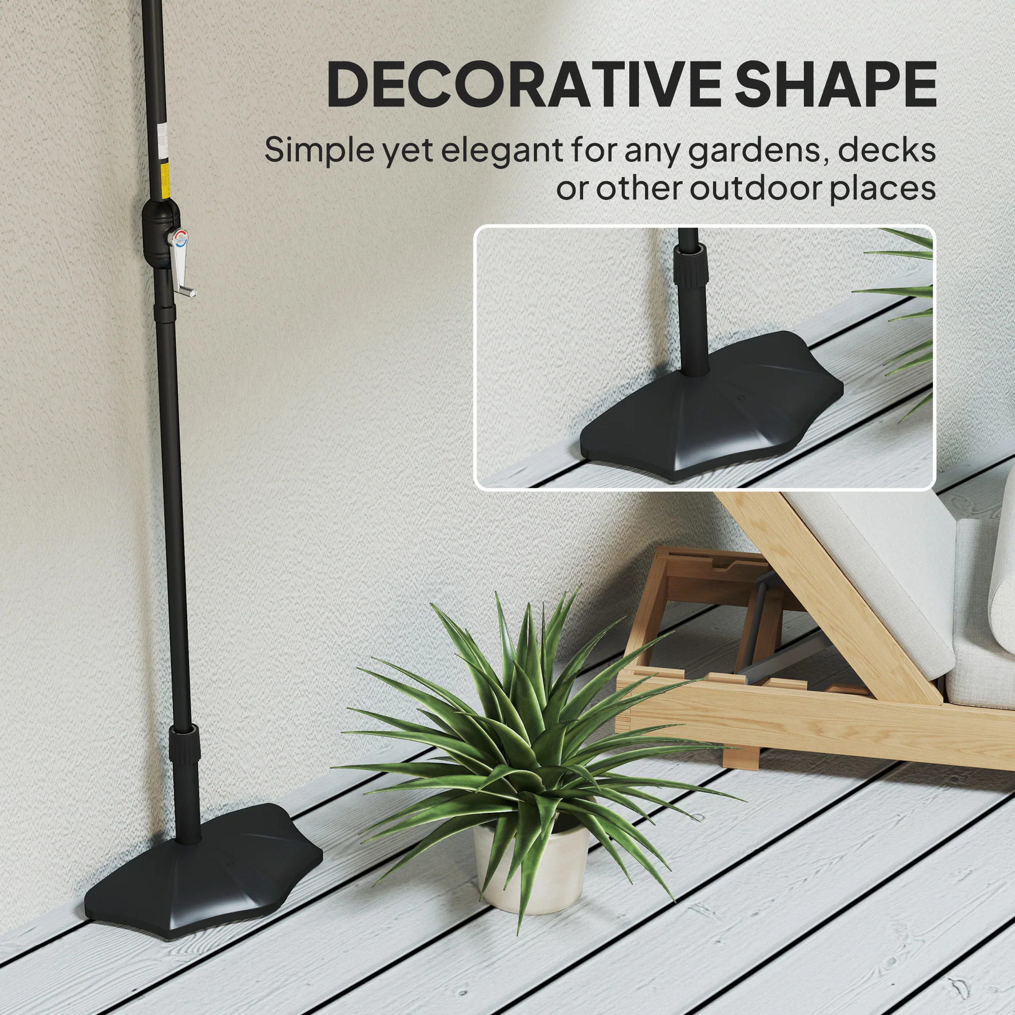 26lb Concrete Half Umbrella Stand for 1.5"/1.9" Poles, Black - Image 8