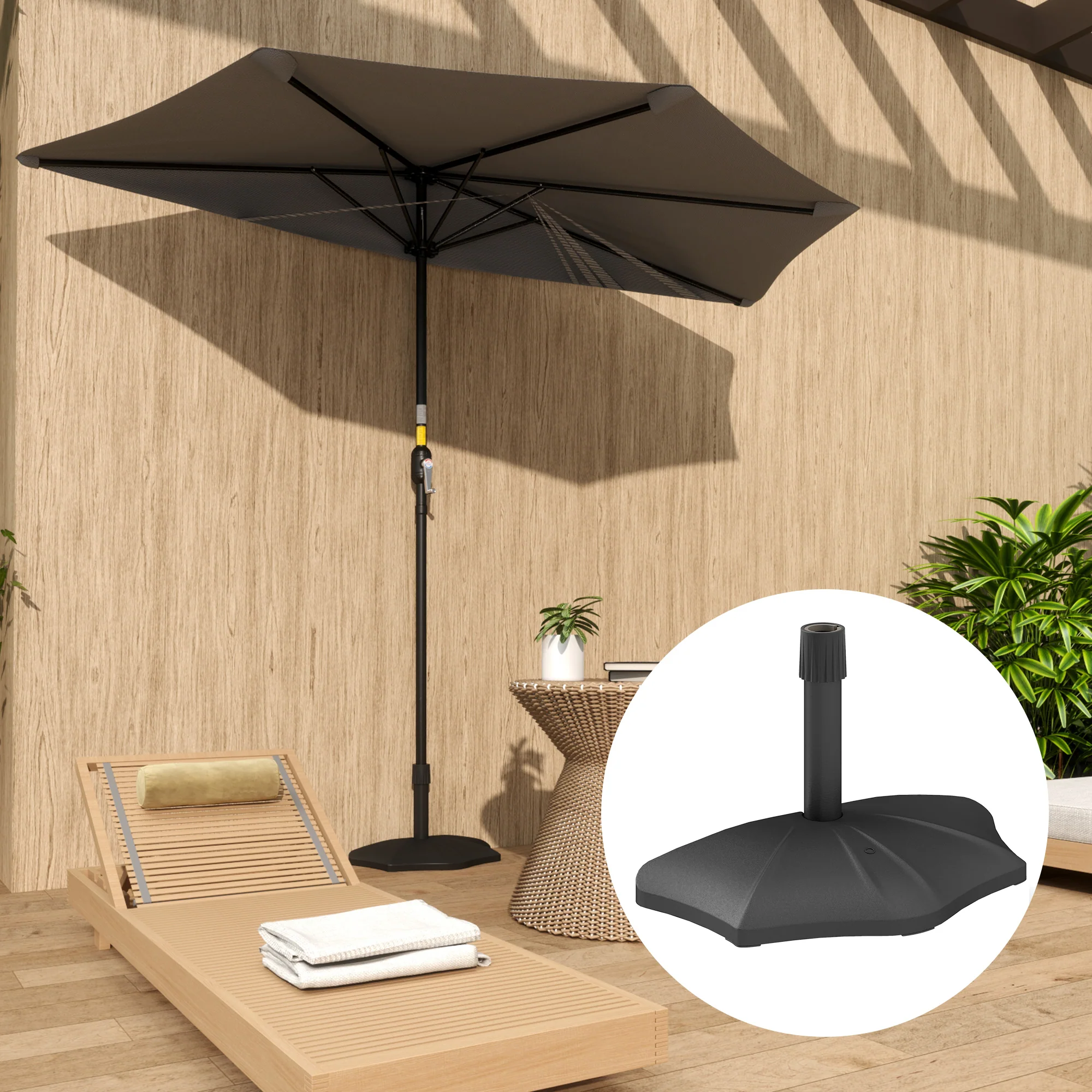 26lb Concrete Half Umbrella Stand for 1.5"/1.9" Poles, Black - Image 9