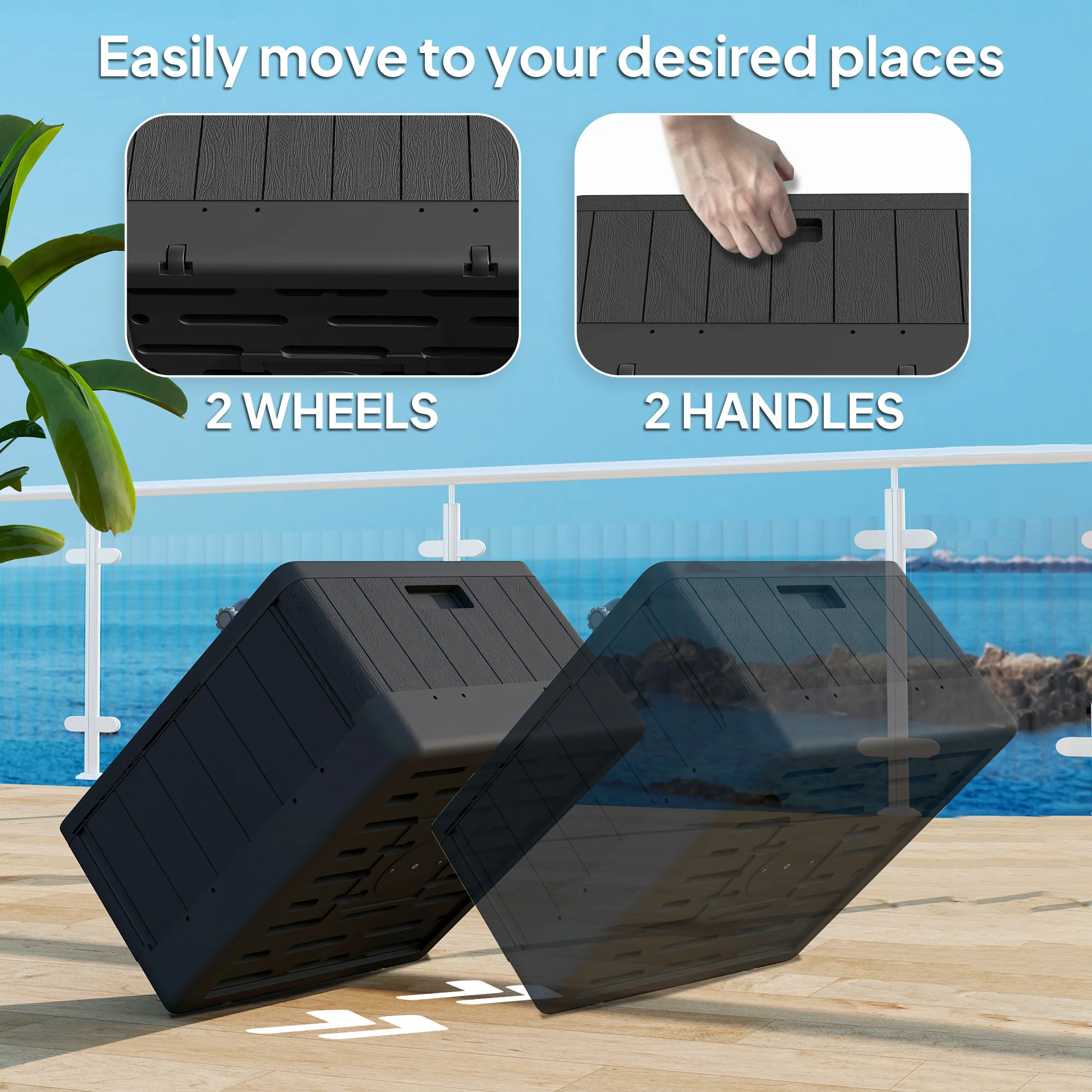 Heavy Duty Wheeled Umbrella Base, Filled Up to 176lbs Sand/110lbs Water, Black - Image 8