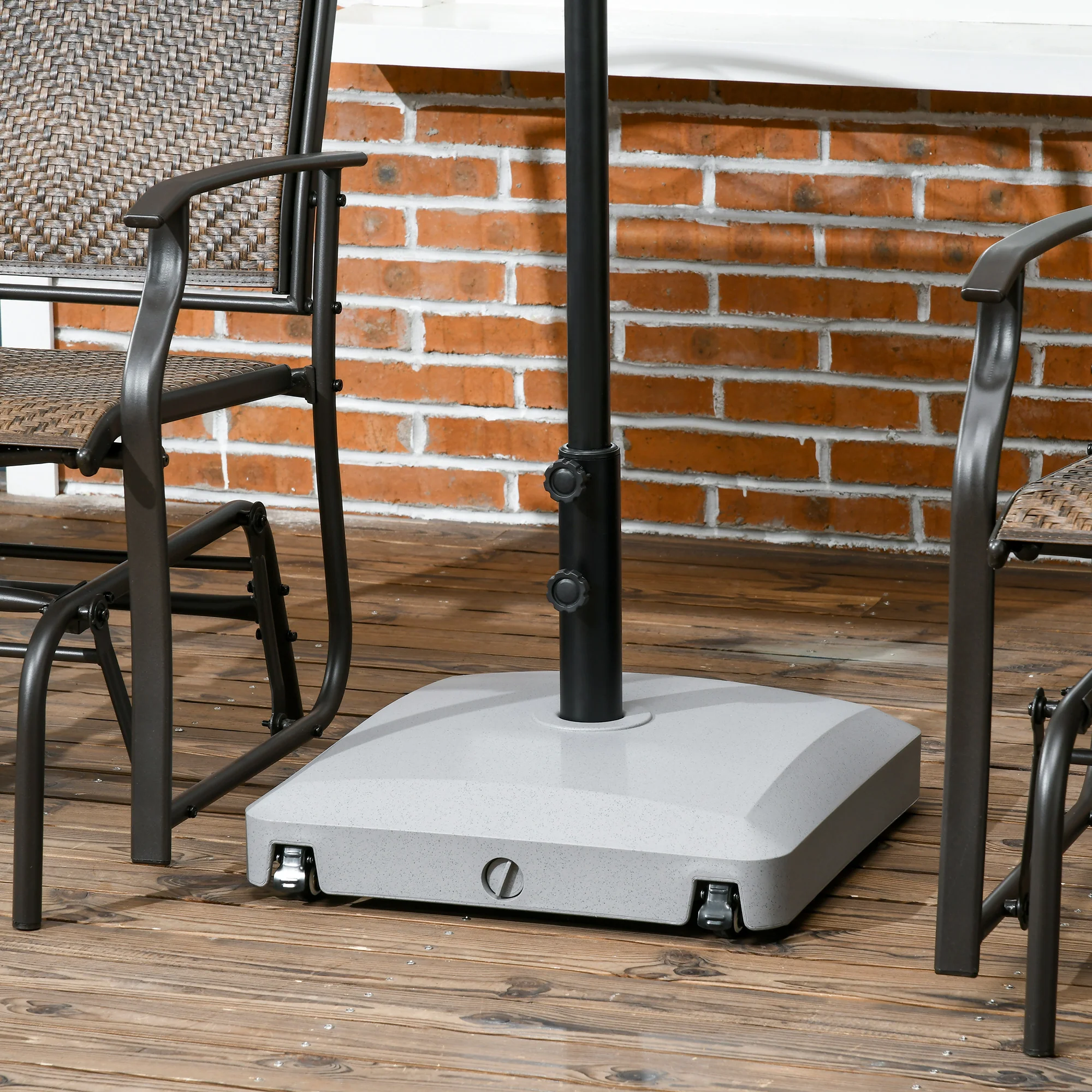 66lb Wheeled Umbrella Base, for 1.5"/1.9" Poles, Light Grey - Image 3