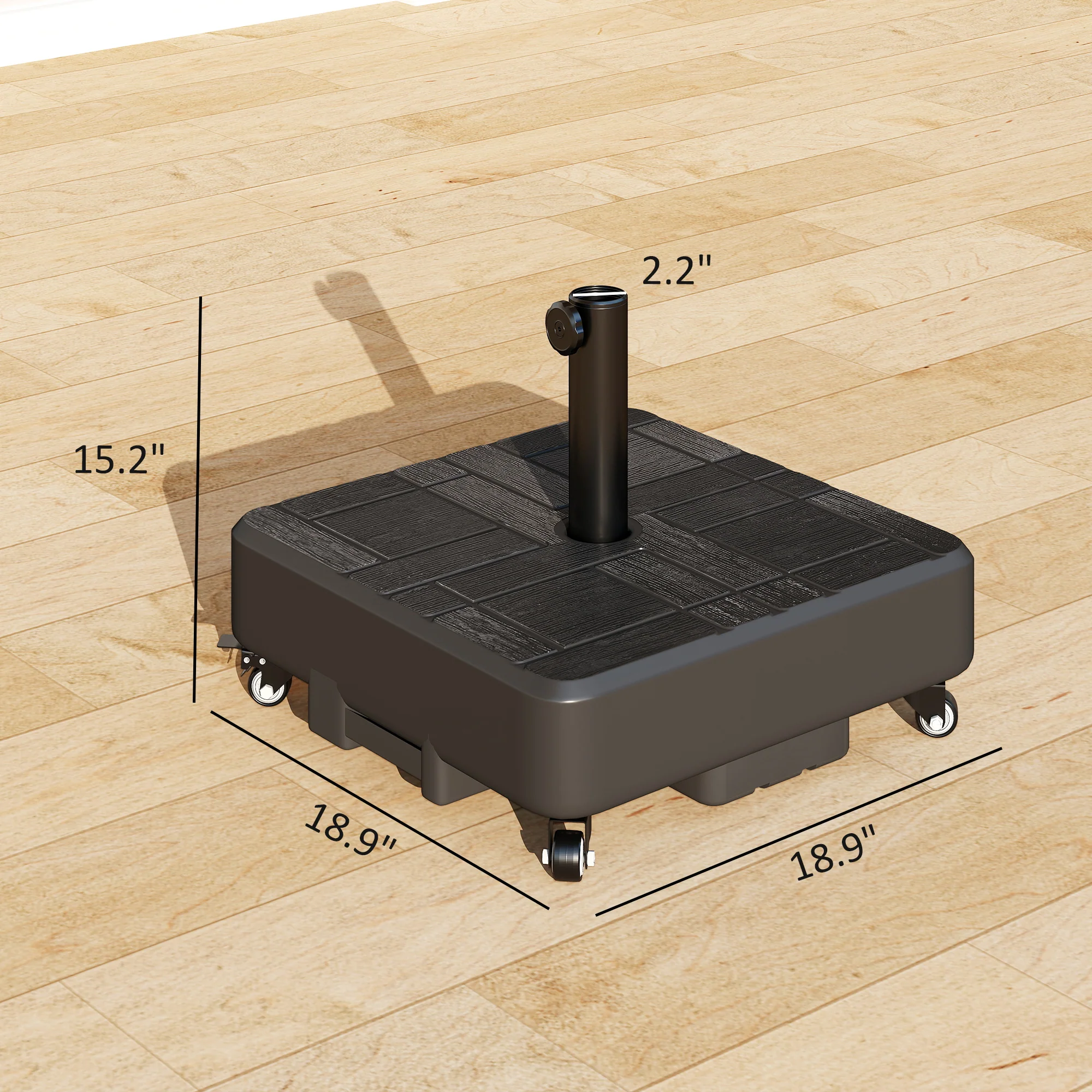 Patio Umbrella Base with Wheels, 62 lbs Water/77 lbs Sand, Black - Image 5