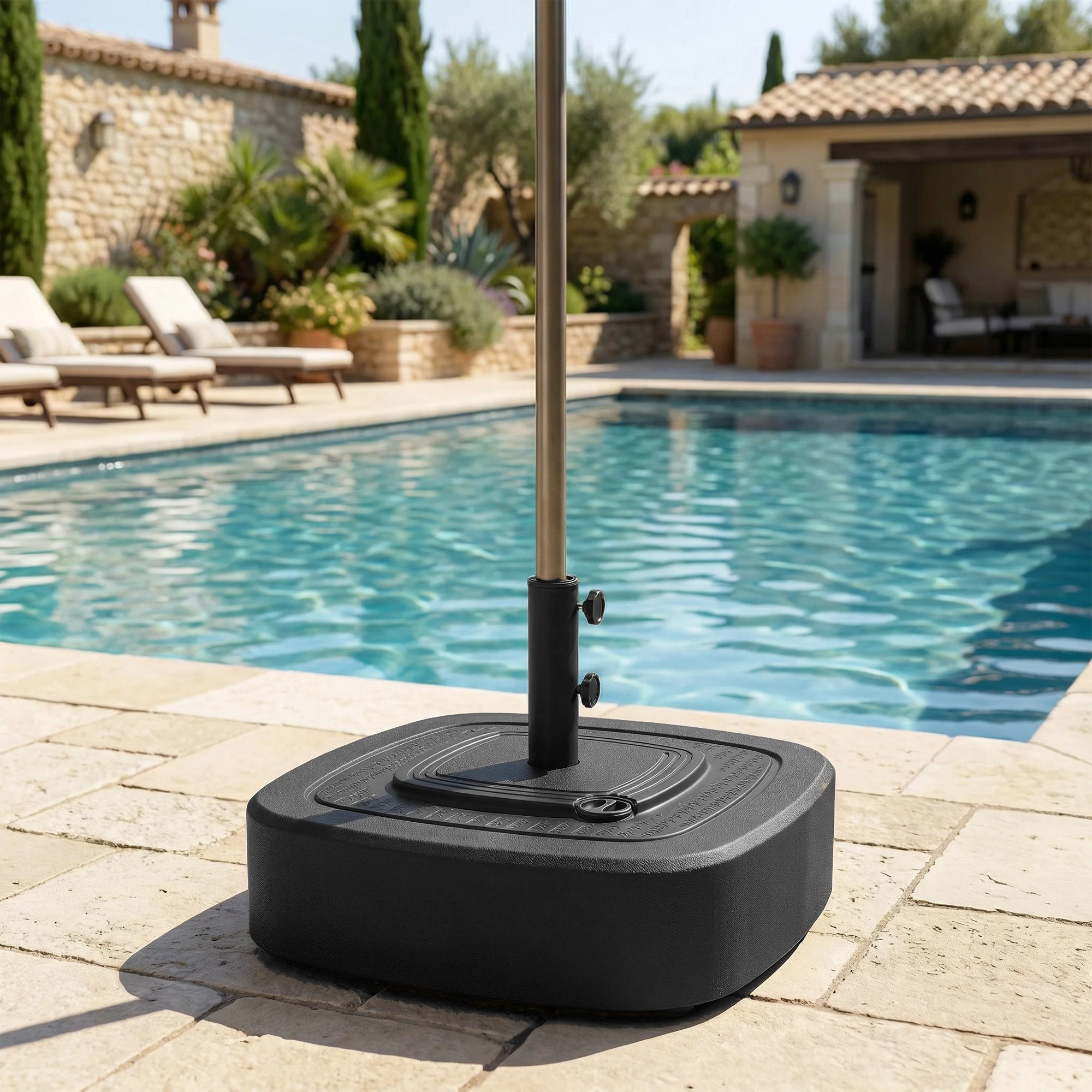 Patio Umbrella Base with Wheels, 110 lbs Sand/86 lbs Water, Black - Image 10