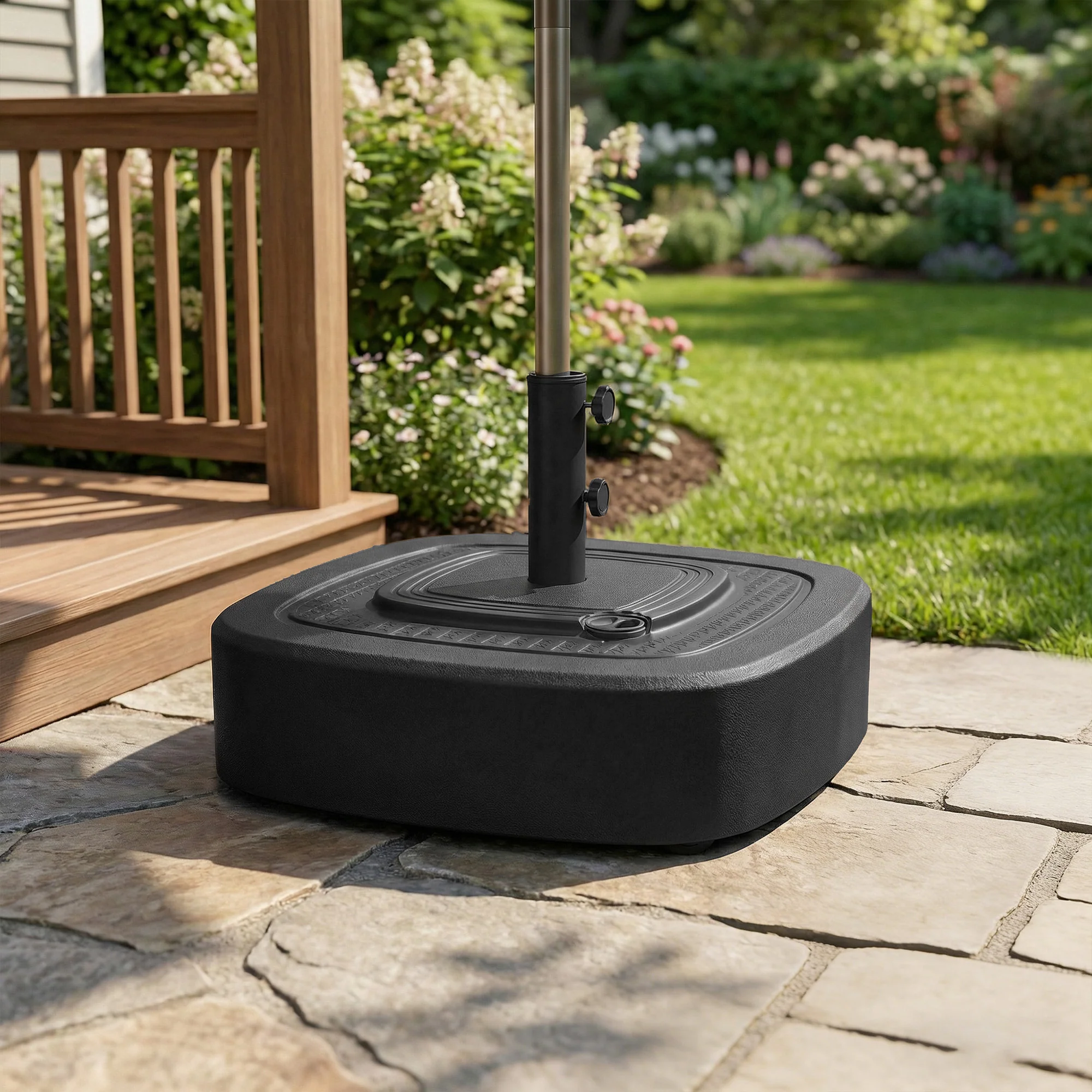 Patio Umbrella Base with Wheels, 110 lbs Sand/86 lbs Water, Black - Image 11