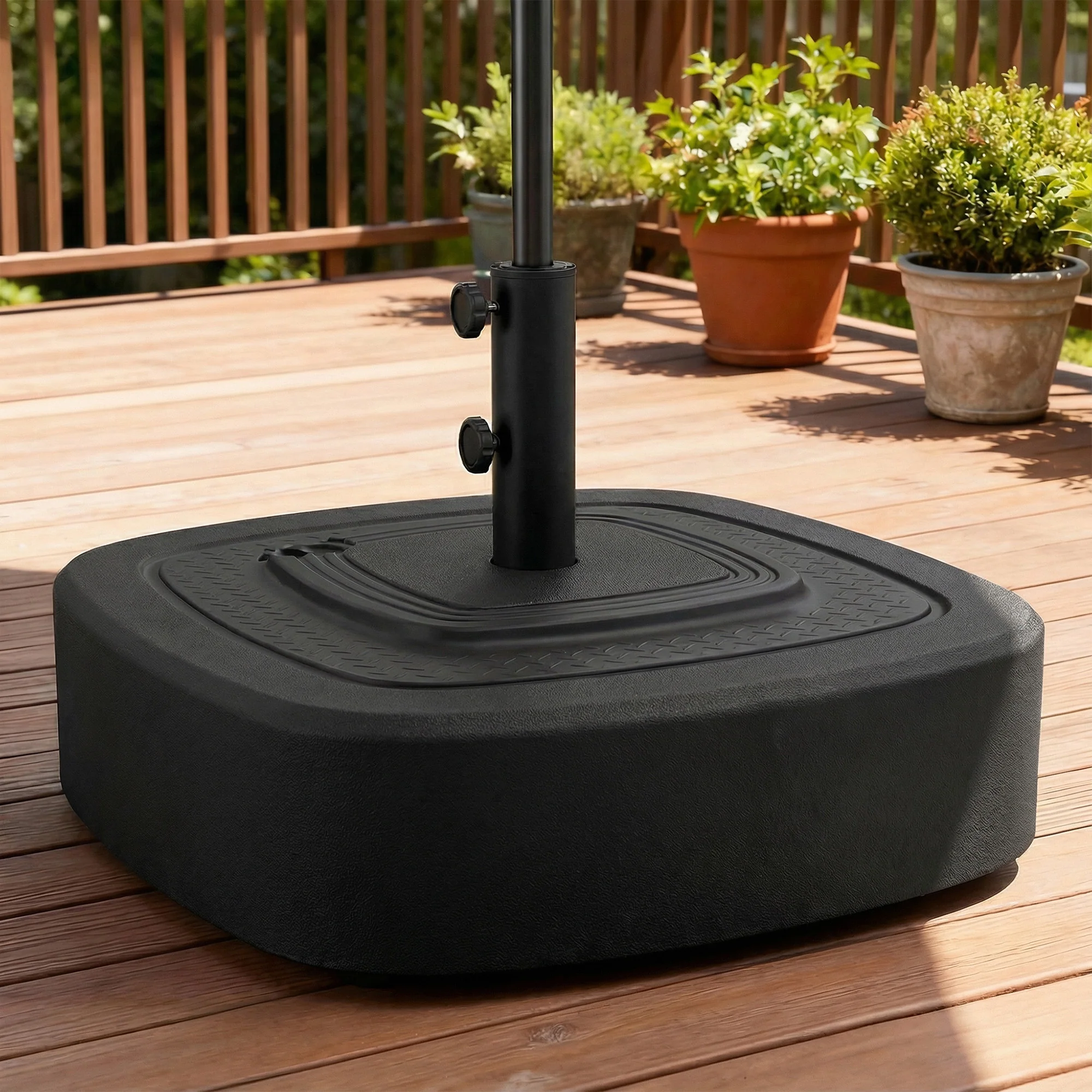 Patio Umbrella Base with Wheels, 110 lbs Sand/86 lbs Water, Black - Image 4