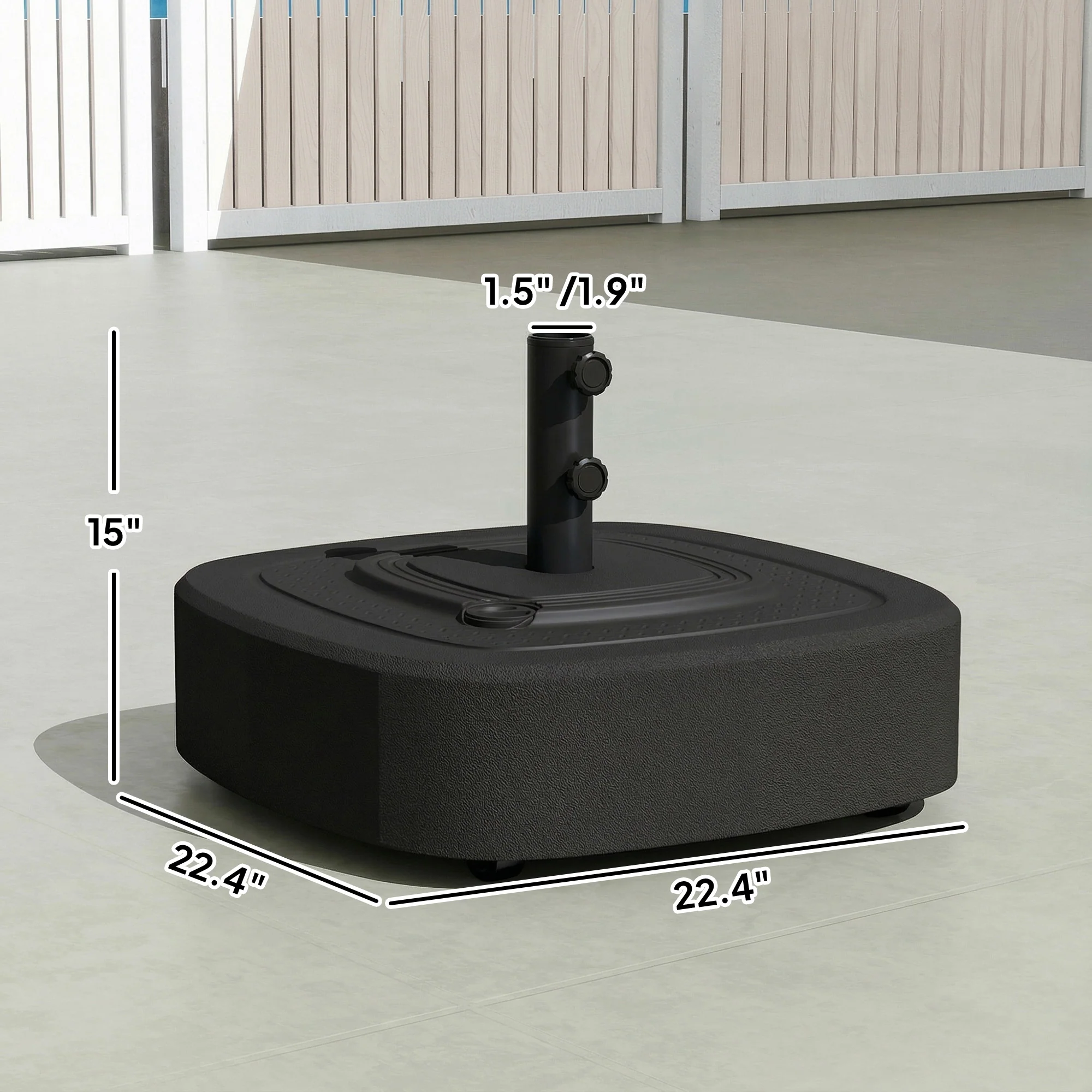 Patio Umbrella Base with Wheels, 110 lbs Sand/86 lbs Water, Black - Image 5