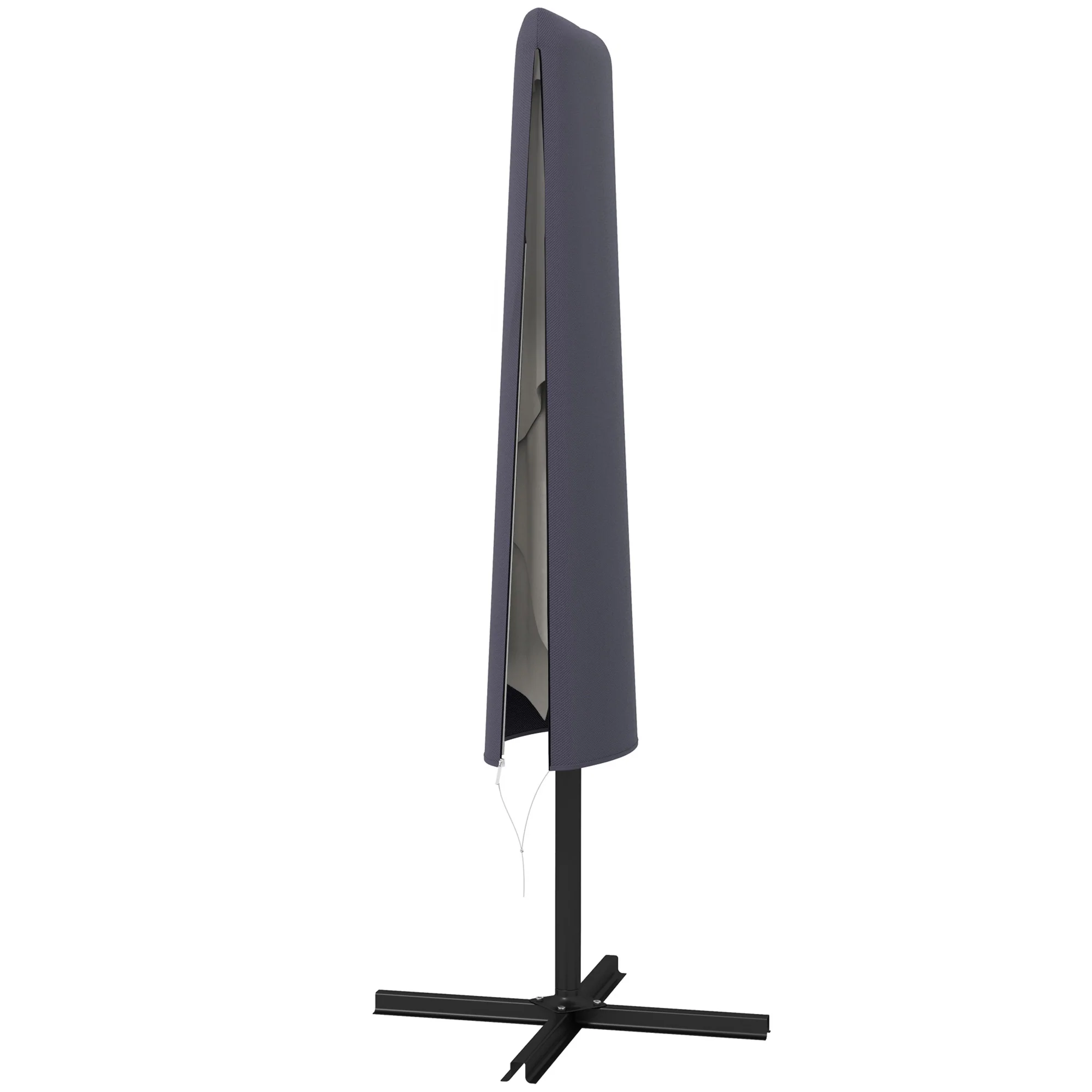 Patio Umbrella Cover with Zipper for 6.6-13FT Parasol, Dark Grey - Image 2