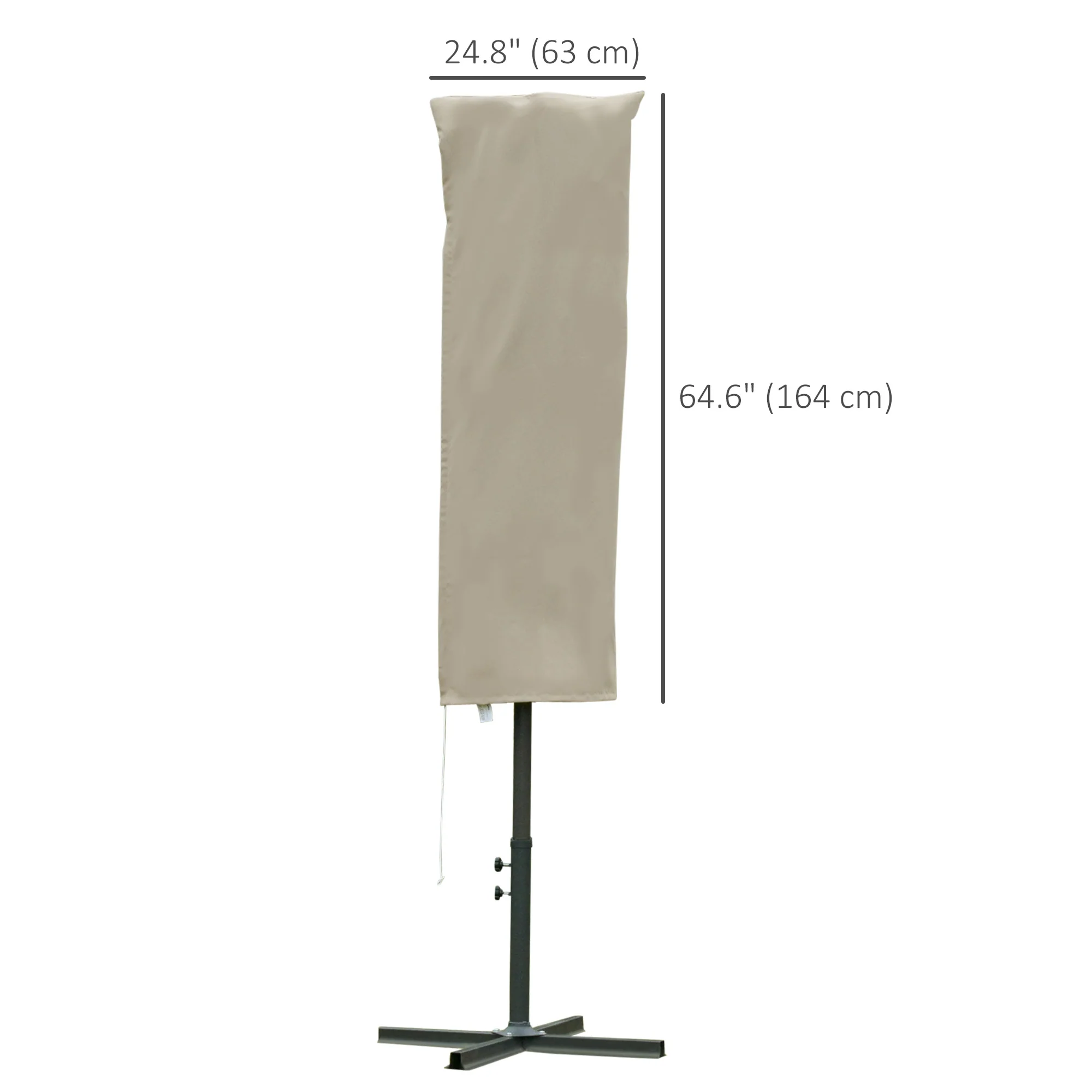 Parasol Cover with Zipper for 6.6-13FT Parasol, Khaki - Image 5