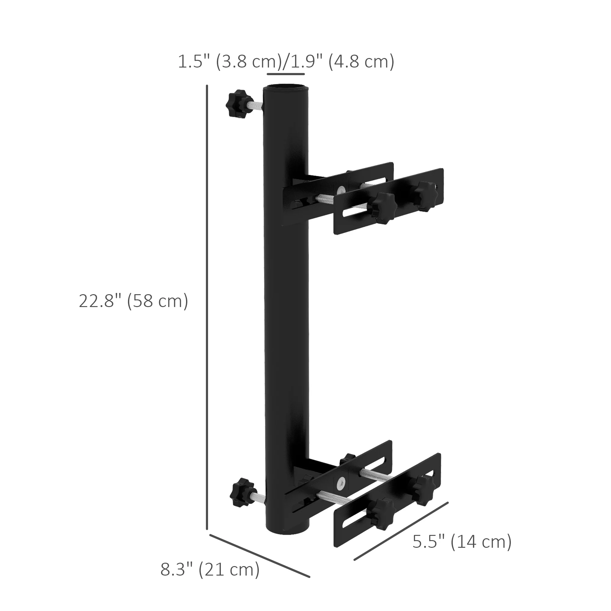 Adjustable Patio Umbrella Holder for Railings/Balcony, Black - Image 5