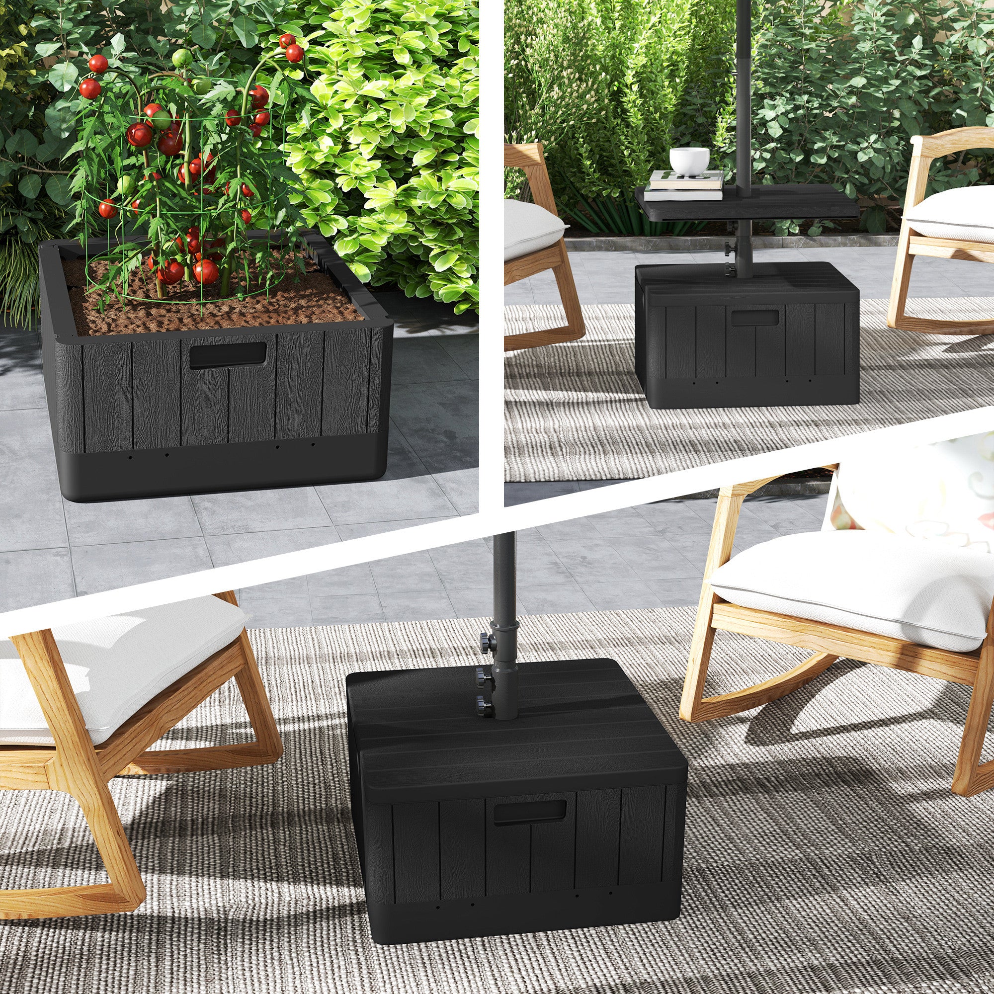 Umbrella Base with Table Tray, 176lbs with Stand Filling, Black - Image 11