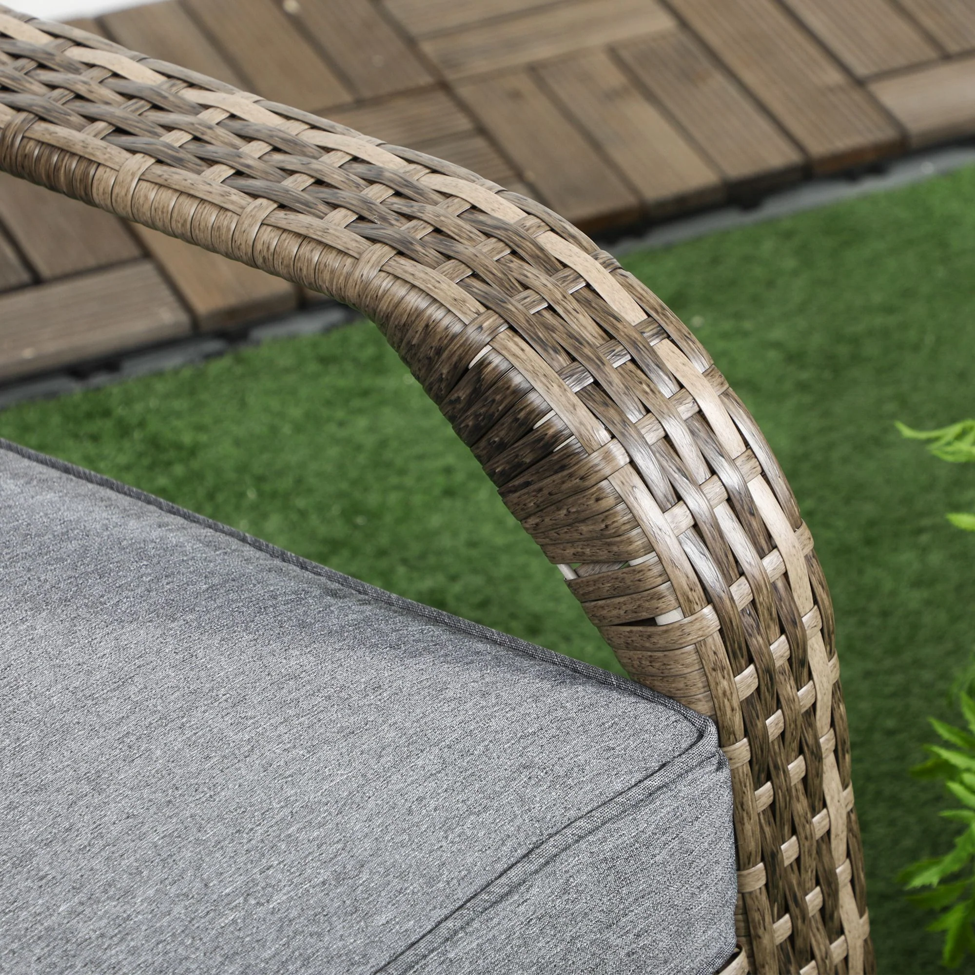 Patio Wicker Adirondack Chair with Soft Cushions, Mixed Grey - Image 10