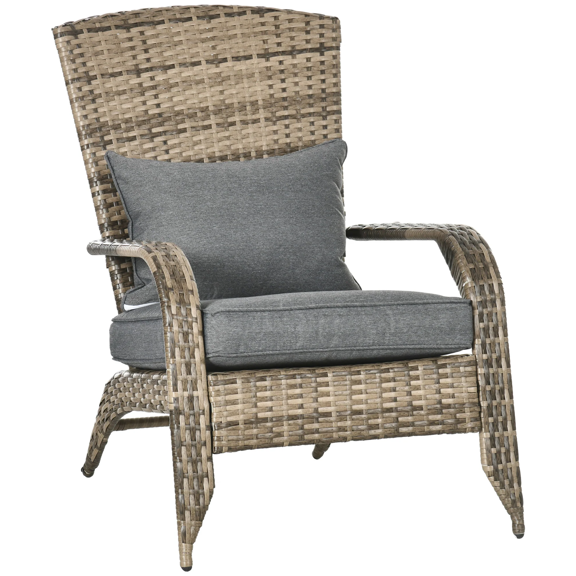 Patio Wicker Adirondack Chair with Soft Cushions, Mixed Grey - Image 12