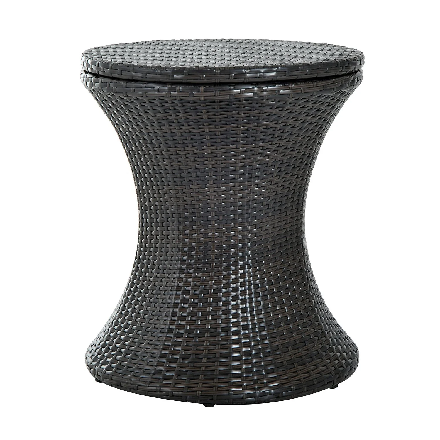 PE Rattan Ice Bucket Table, Height Adjustable Liftable Drinks Cooler for Bar, Patio, Brown