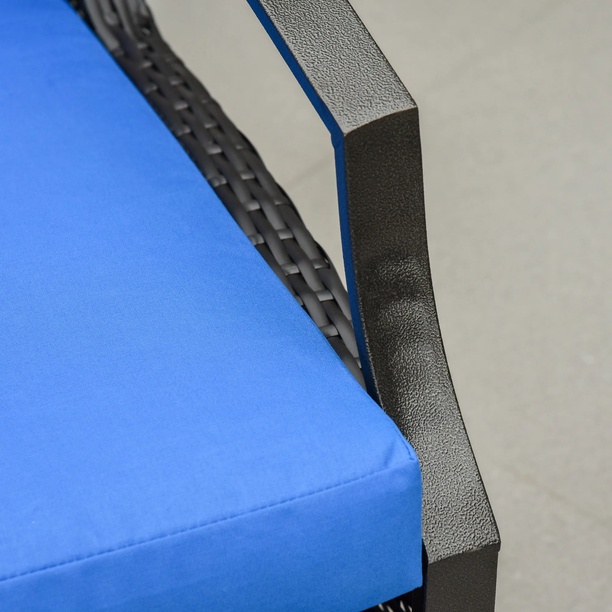 Outdoor Rattan Recliner Chair w/ Cushion, Adjustable Back & Retractable Footrest, Blue - Image 11