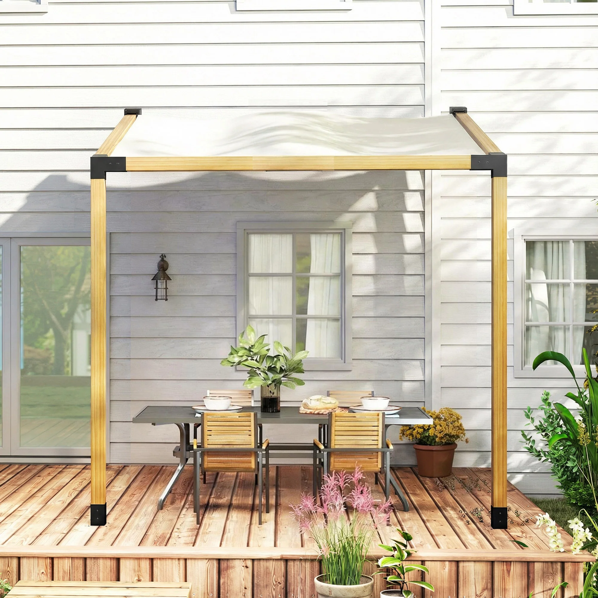 6 PCS Pergola Bracket Kit for 4" x 4" Lumber, Black - Image 11