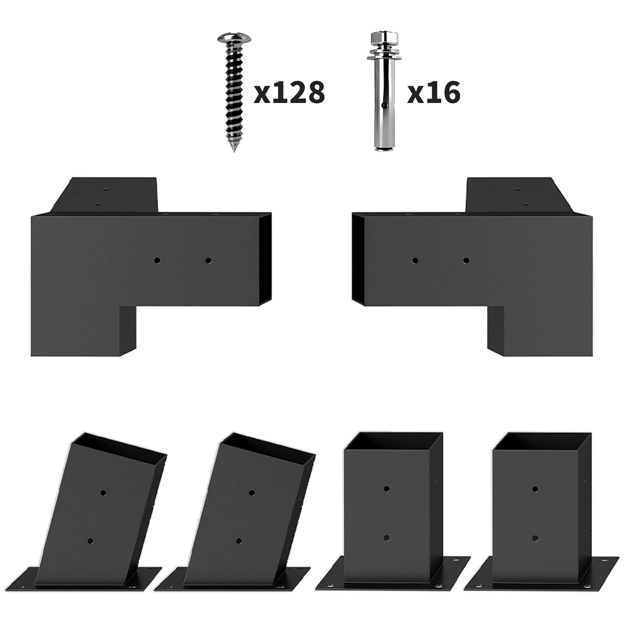 6 PCS Pergola Bracket Kit for 4" x 4" Lumber, Black - Image 12