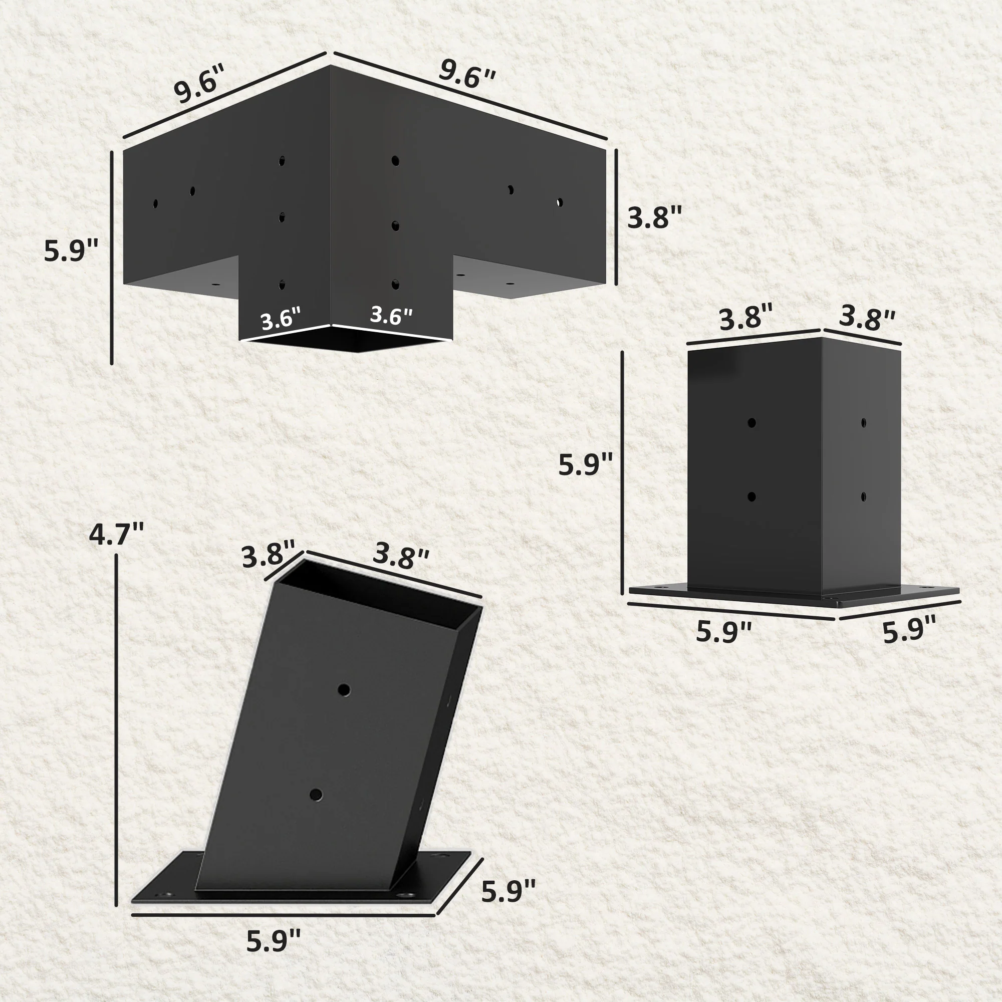 6 PCS Pergola Bracket Kit for 4" x 4" Lumber, Black - Image 5
