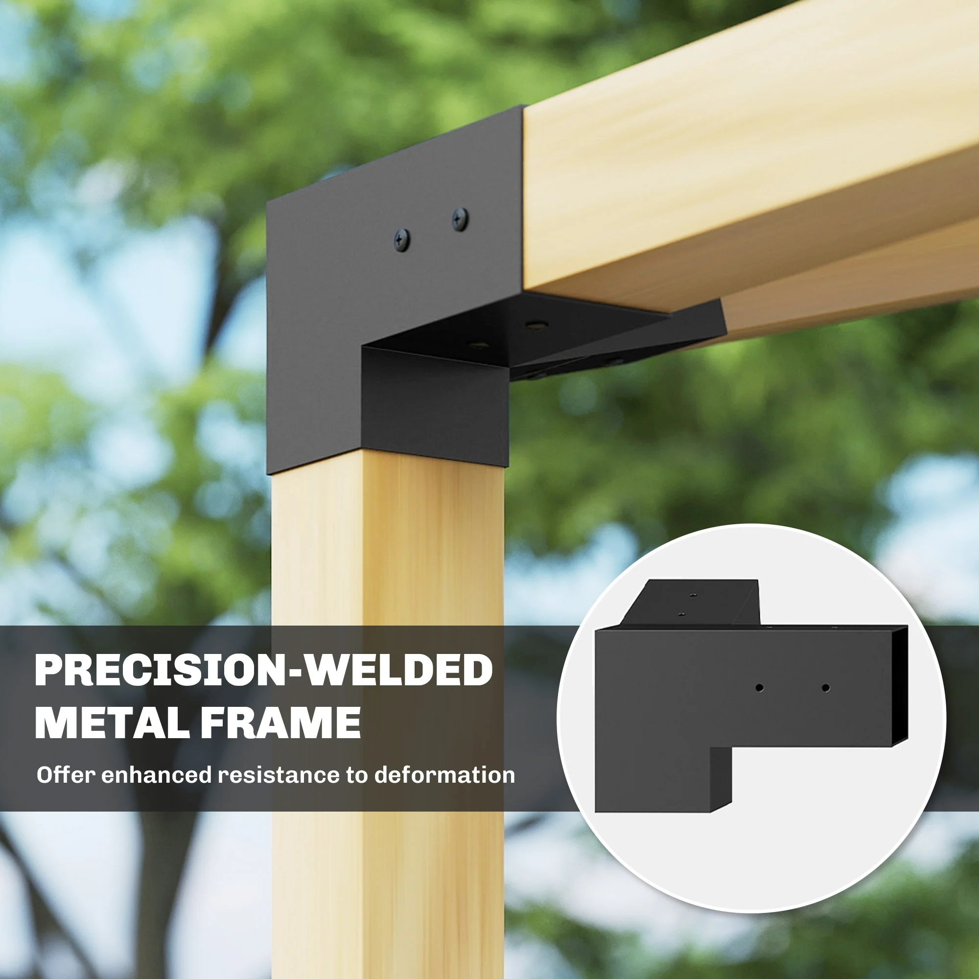 6 PCS Pergola Bracket Kit for 4" x 4" Lumber, Black - Image 8