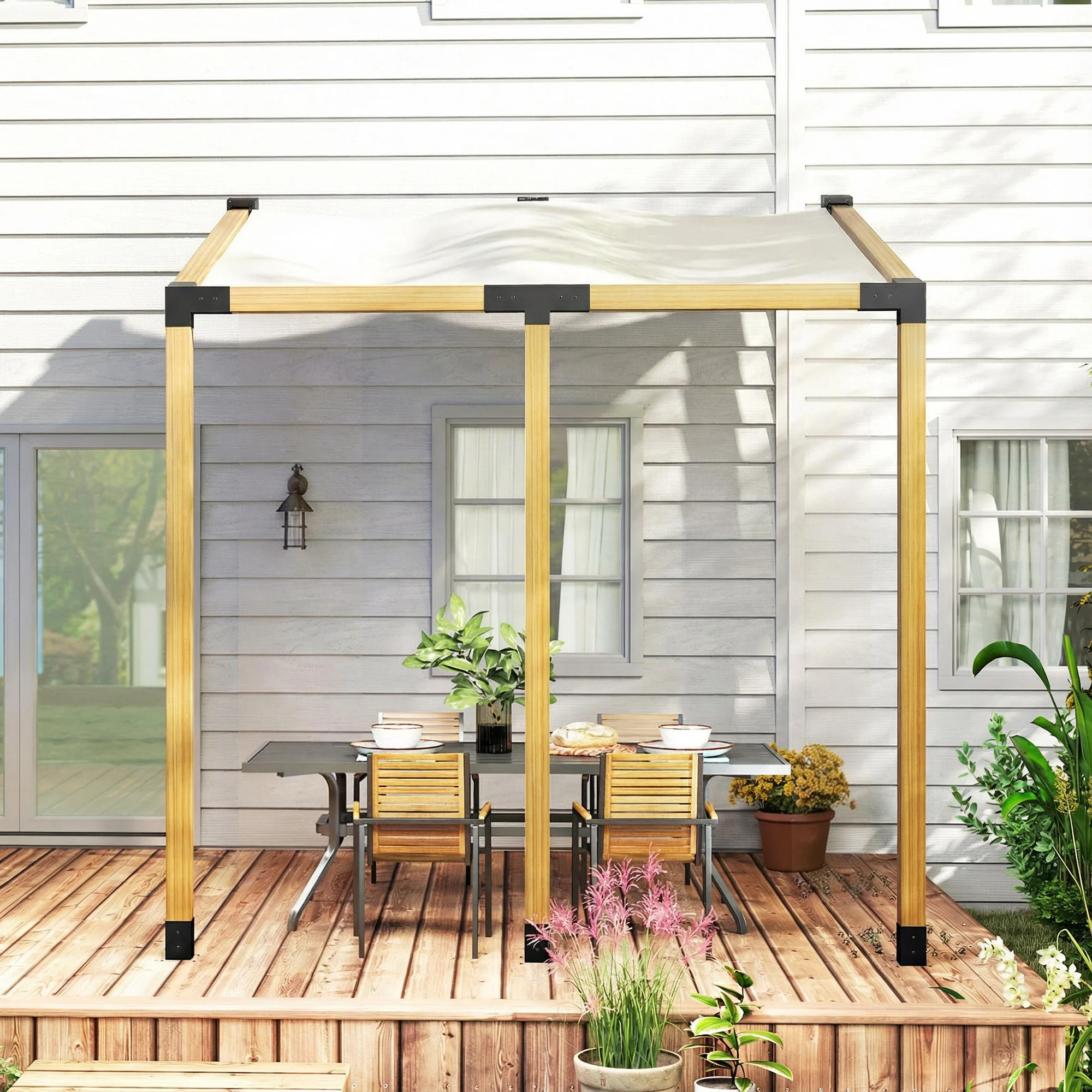 9 PCS Pergola Bracket Kit for 4" x 4" Lumber, Black - Image 11