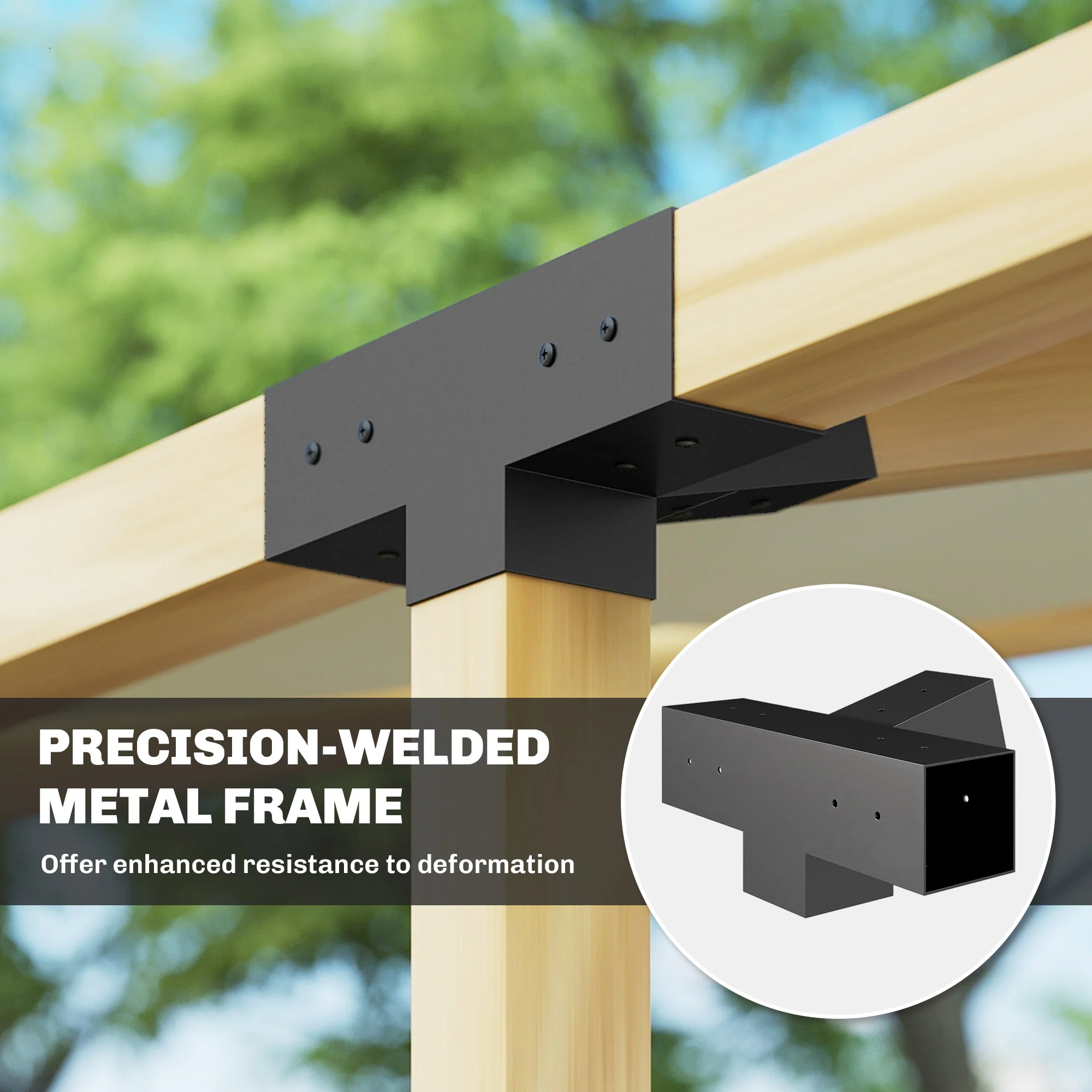 9 PCS Pergola Bracket Kit for 4" x 4" Lumber, Black - Image 8