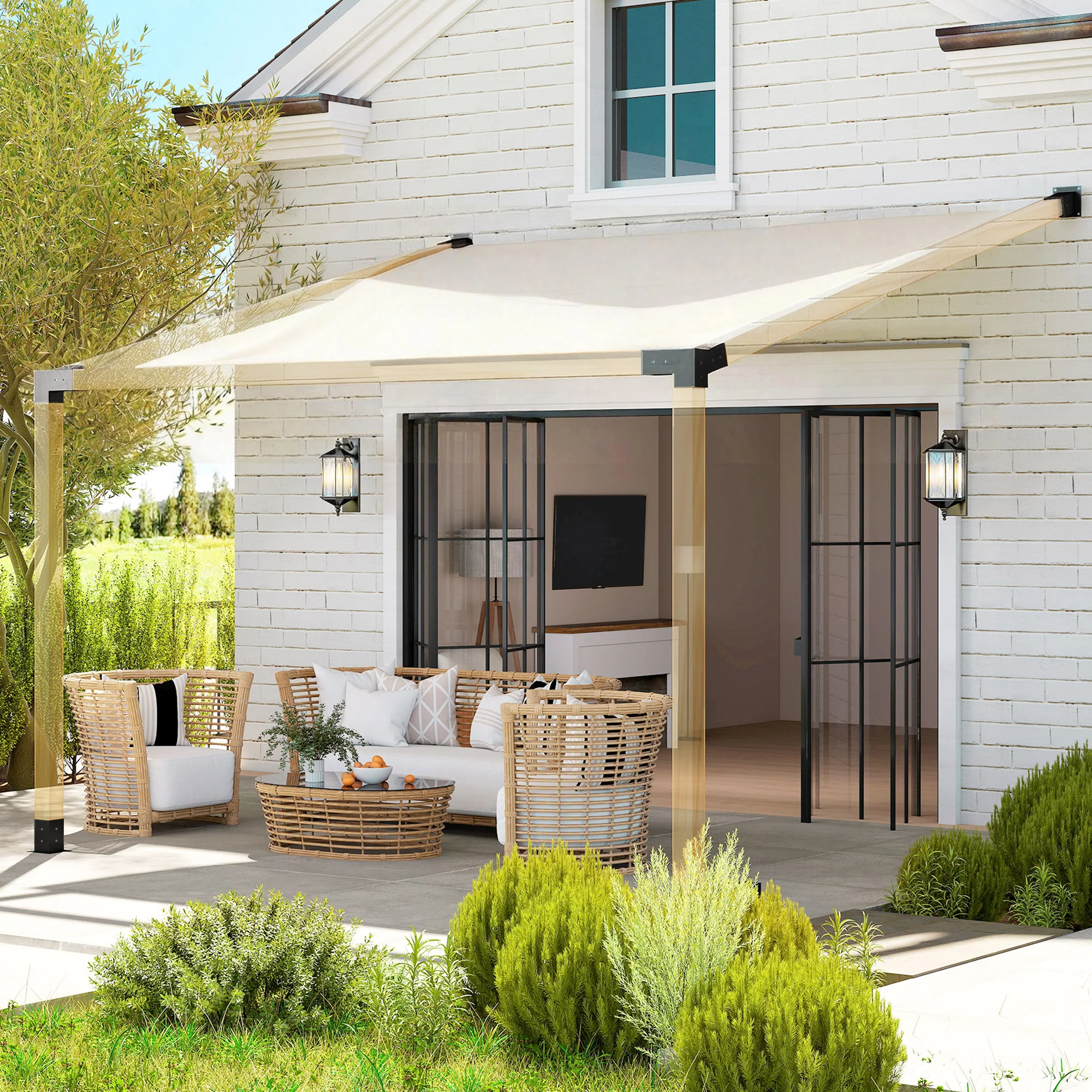 6 PCS Pergola Kit for 4" x 4" Lumber with 15° Slanted Roof, Black - Image 4