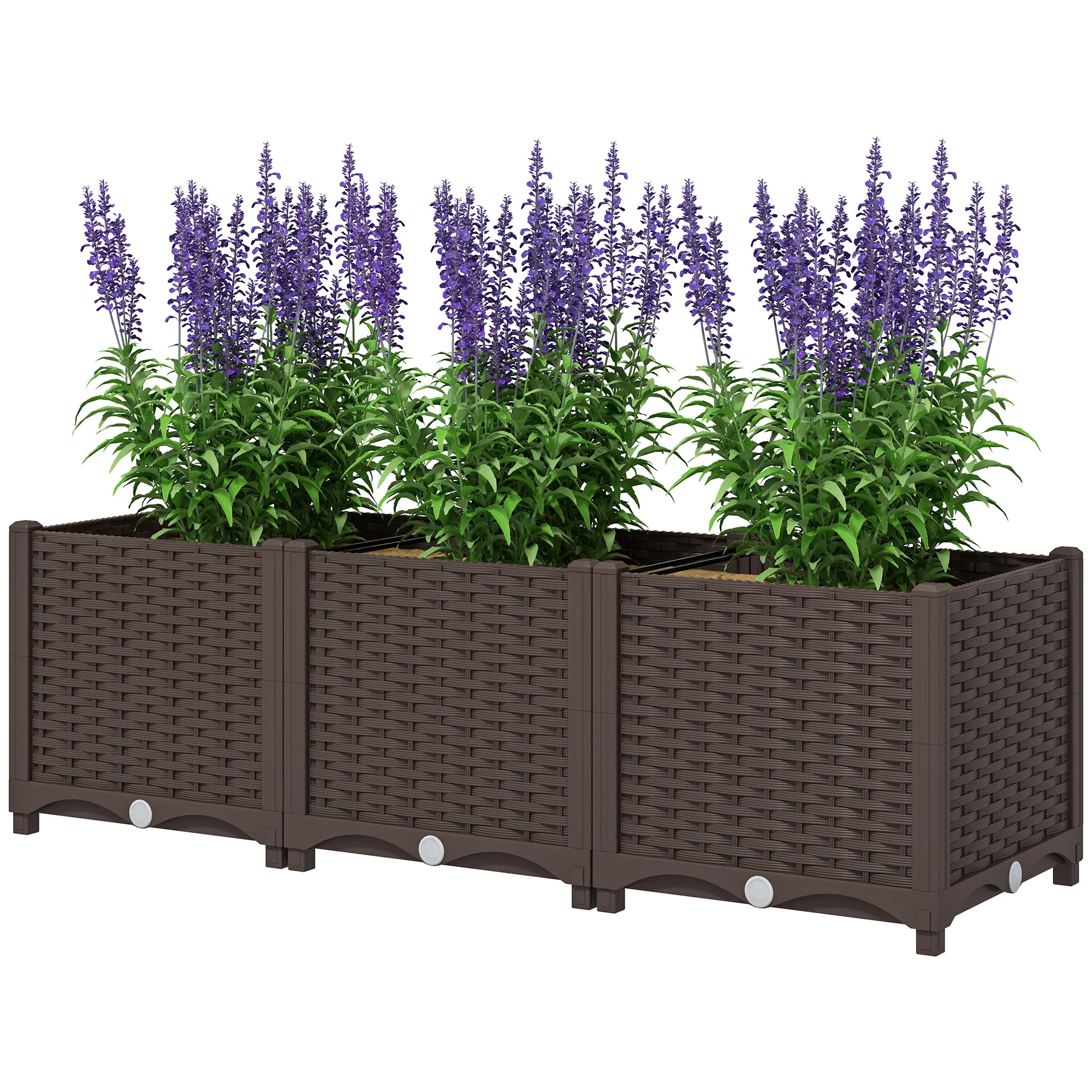 47.2" x 15.7" x 14.6" Plastic Raised Garden Bed with Drainage Holes, Brown - Image 2