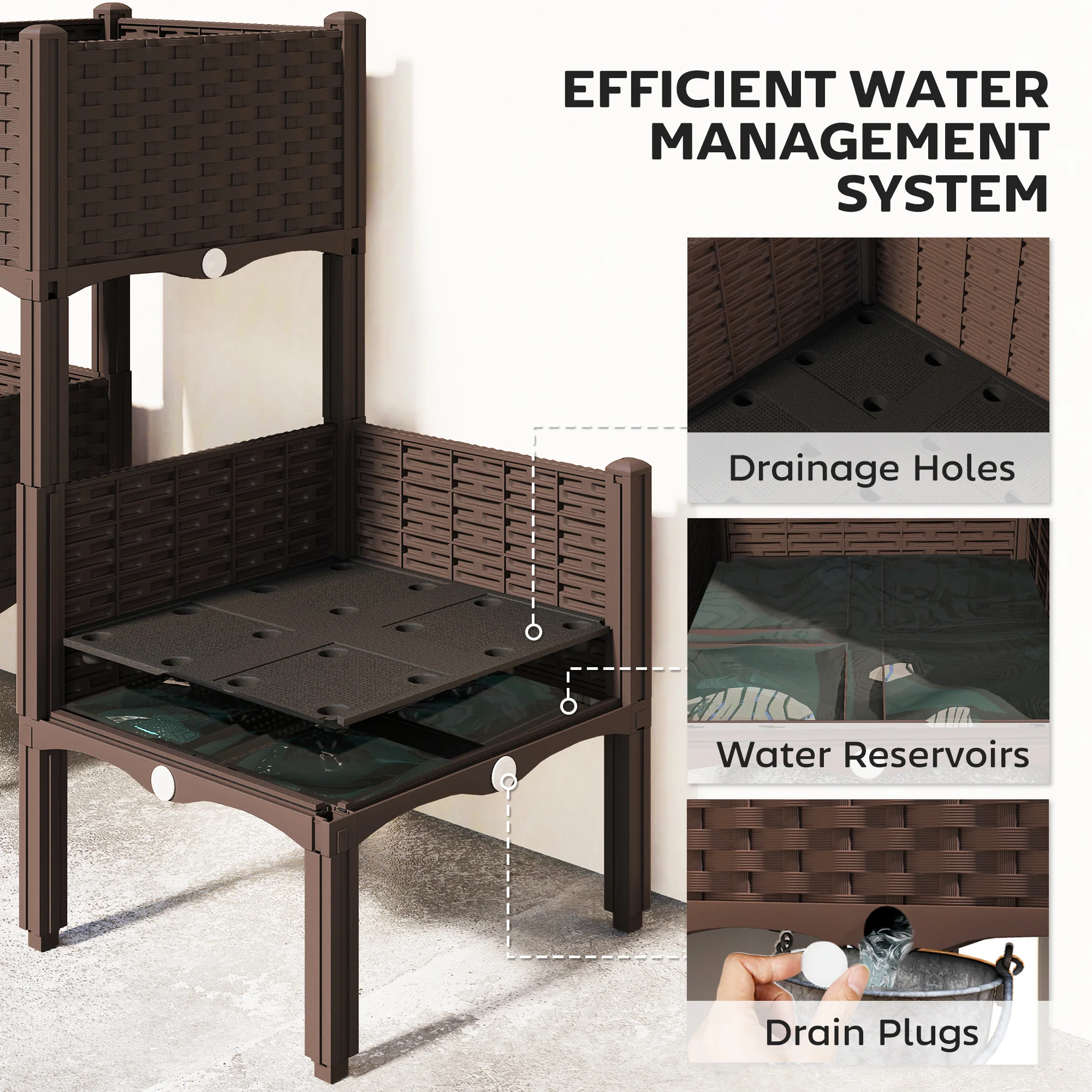 Self-Watering Plastic Raised Garden Bed with Legs - Image 9