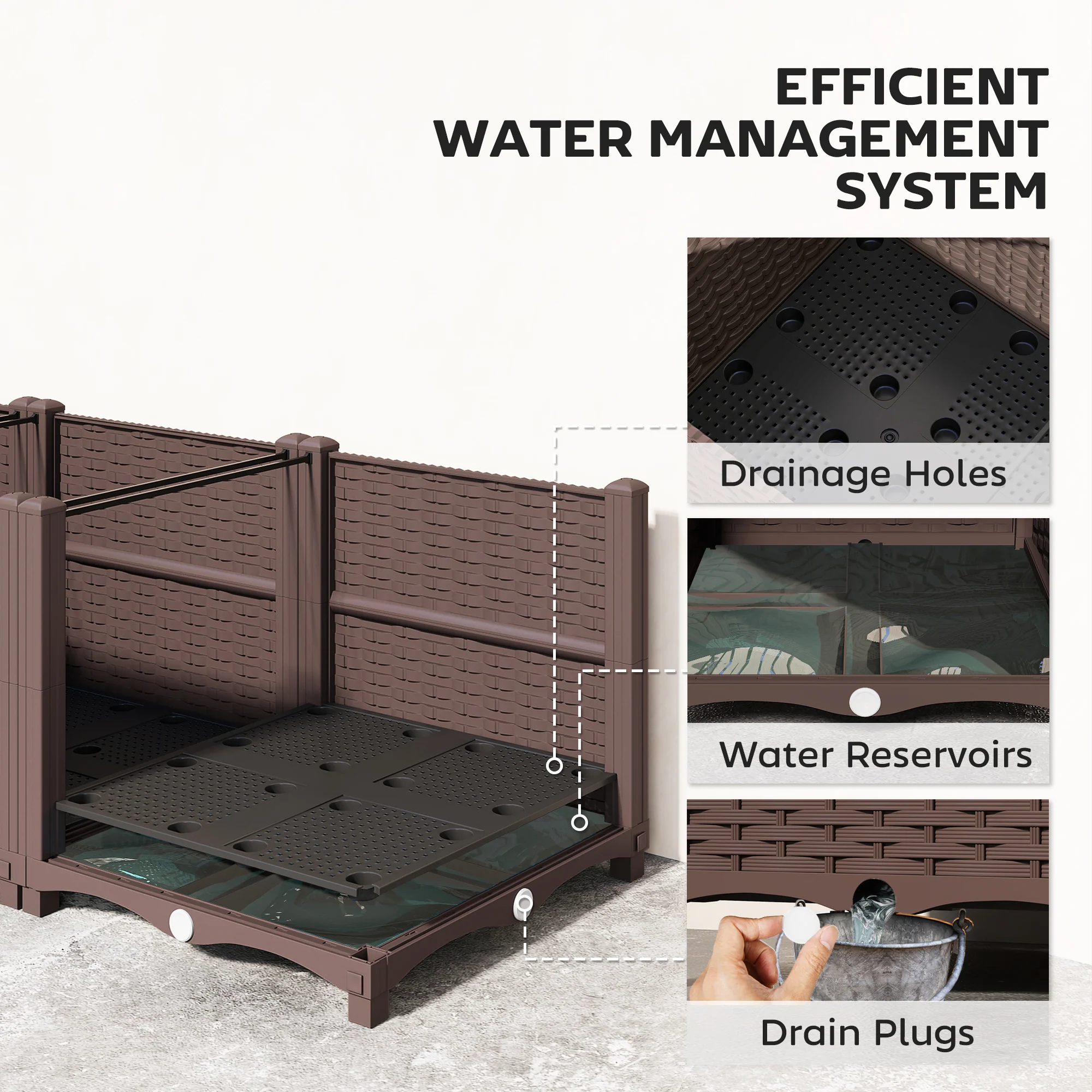 Self Watering Plastic Raised Garden Bed with Legs, 120 x 40 x 37 cm - Image 8
