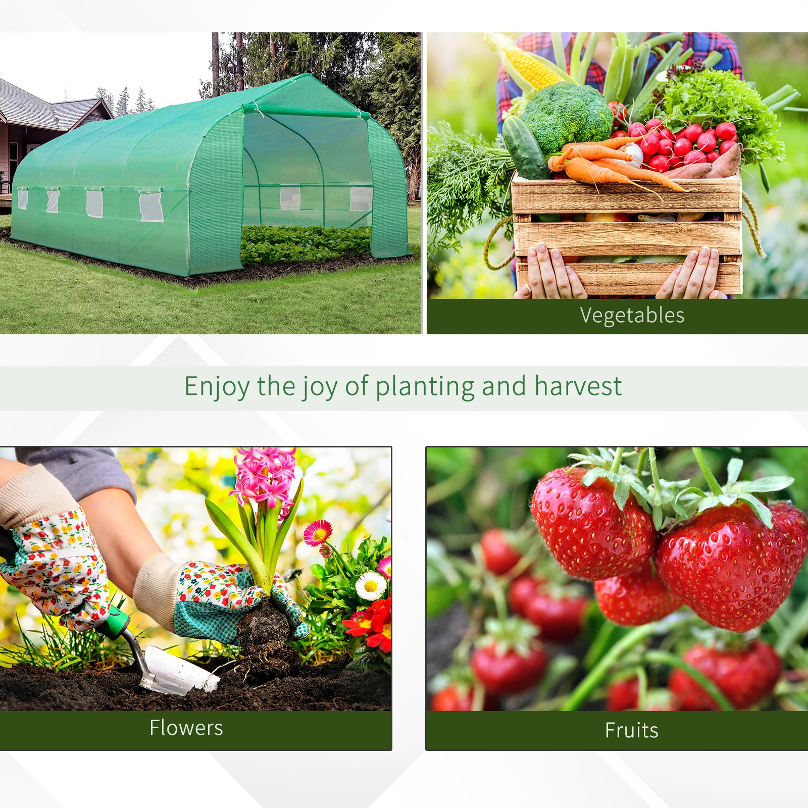 6 x 3m Large Walk-in Polytunnel Greenhouse with Roll-up Door, Windows & Green PE Cover - Image 9
