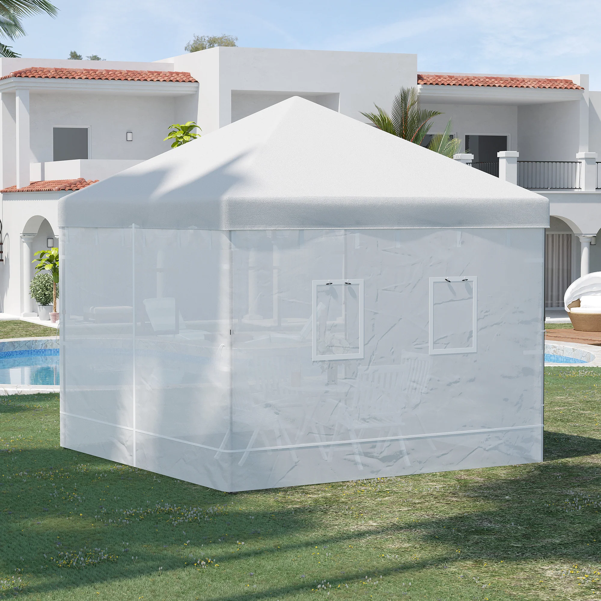 Pop Up Canopy Mesh Sidewalls Set of 4 for 10' x 10' Tent, White - Image 4
