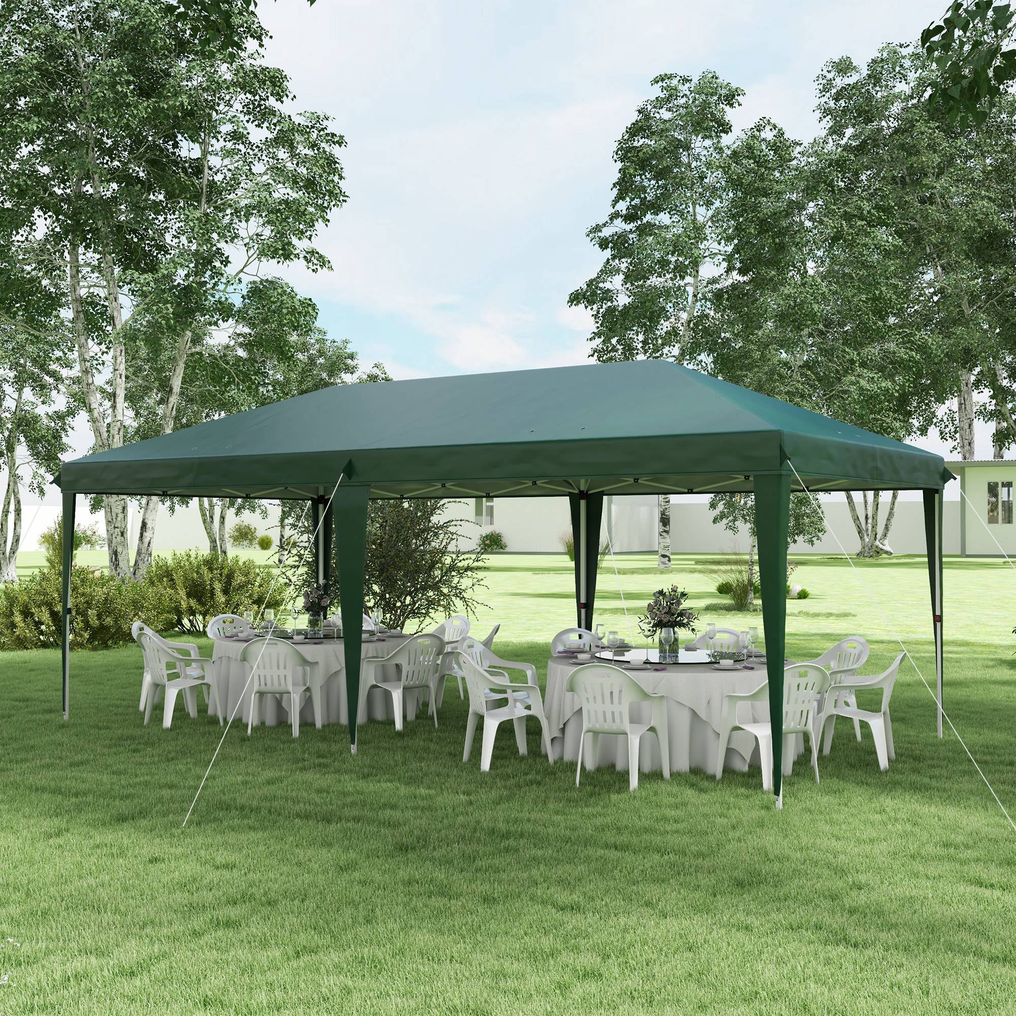 3 x 6m Pop Up Gazebo, Height Adjustable Wedding Awning Canopy w/ Carrying Bag, Green - Image 4