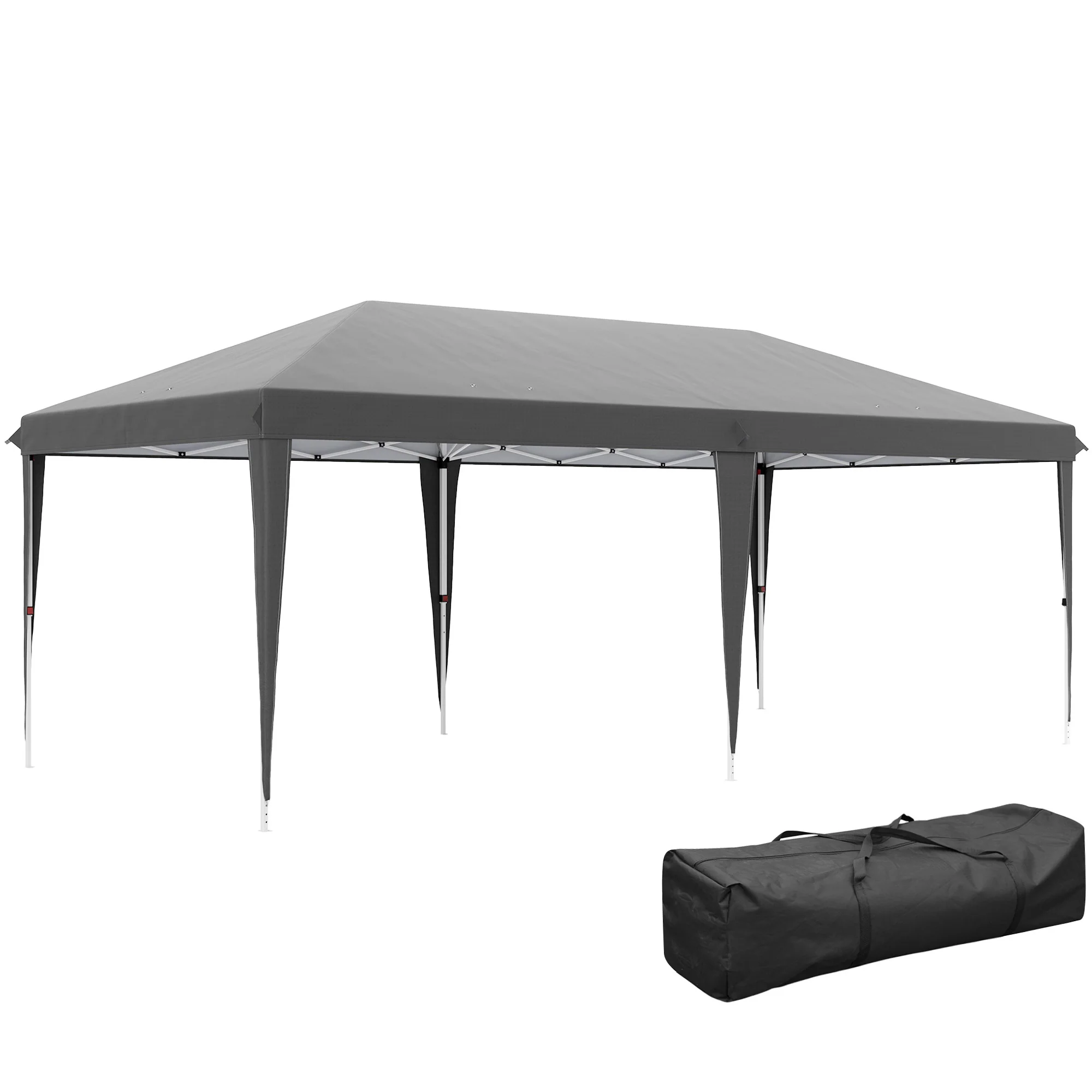 3 x 6m Pop Up Gazebo, Height Adjustable Wedding Awning Canopy w/ Carrying Bag, Grey - Image 12