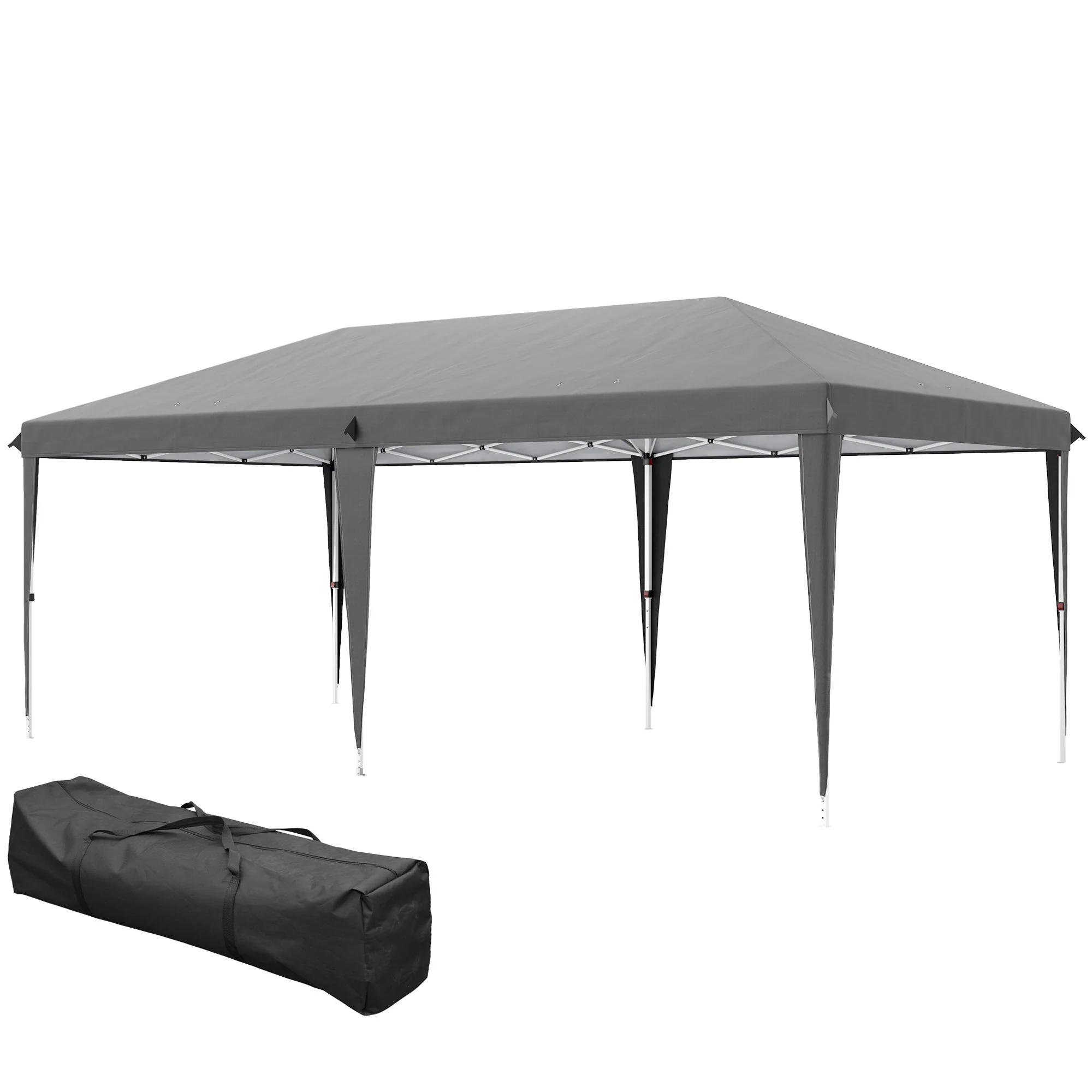 3 x 6m Pop Up Gazebo, Height Adjustable Wedding Awning Canopy w/ Carrying Bag, Grey - Image 2