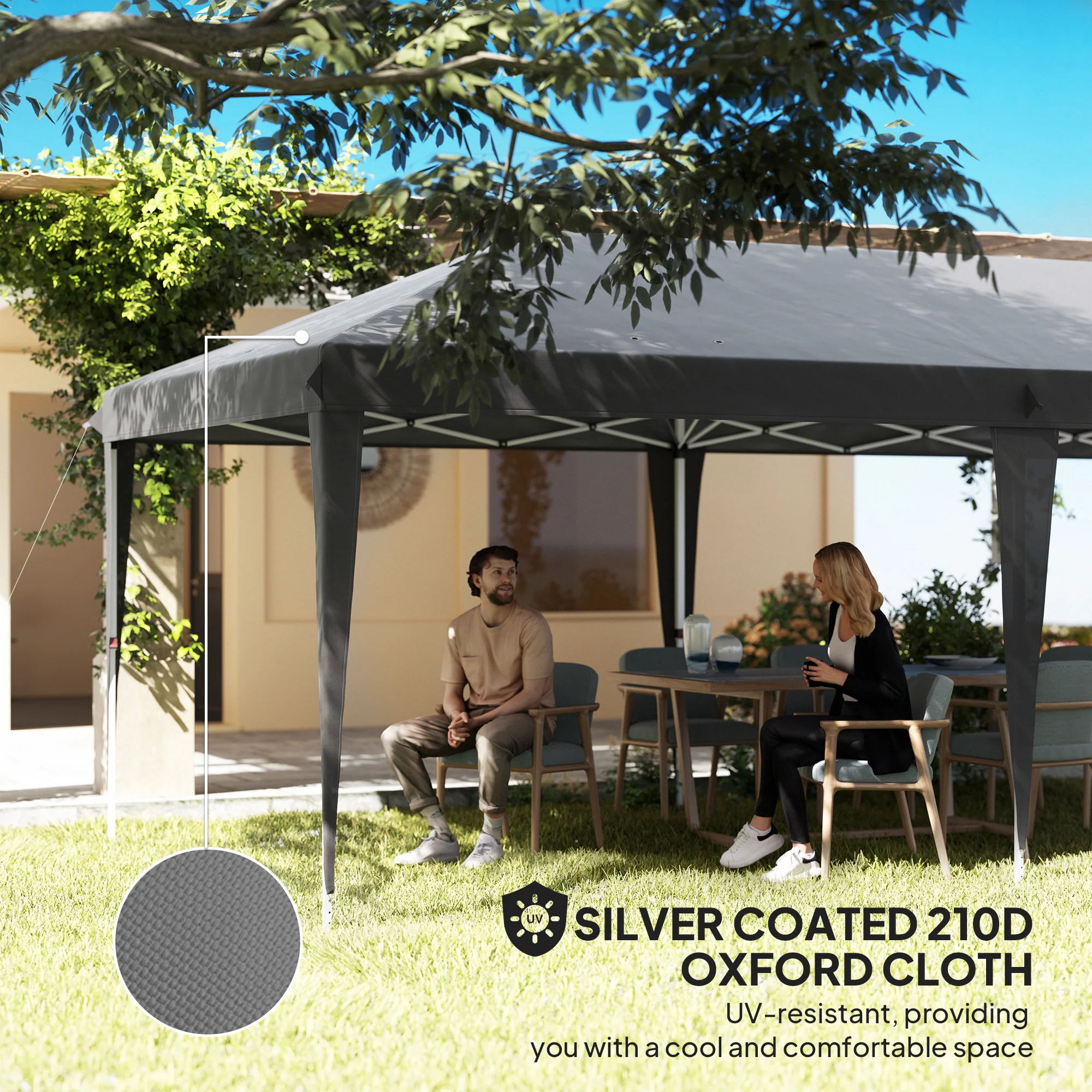 3 x 6m Pop Up Gazebo, Height Adjustable Wedding Awning Canopy w/ Carrying Bag, Grey - Image 8