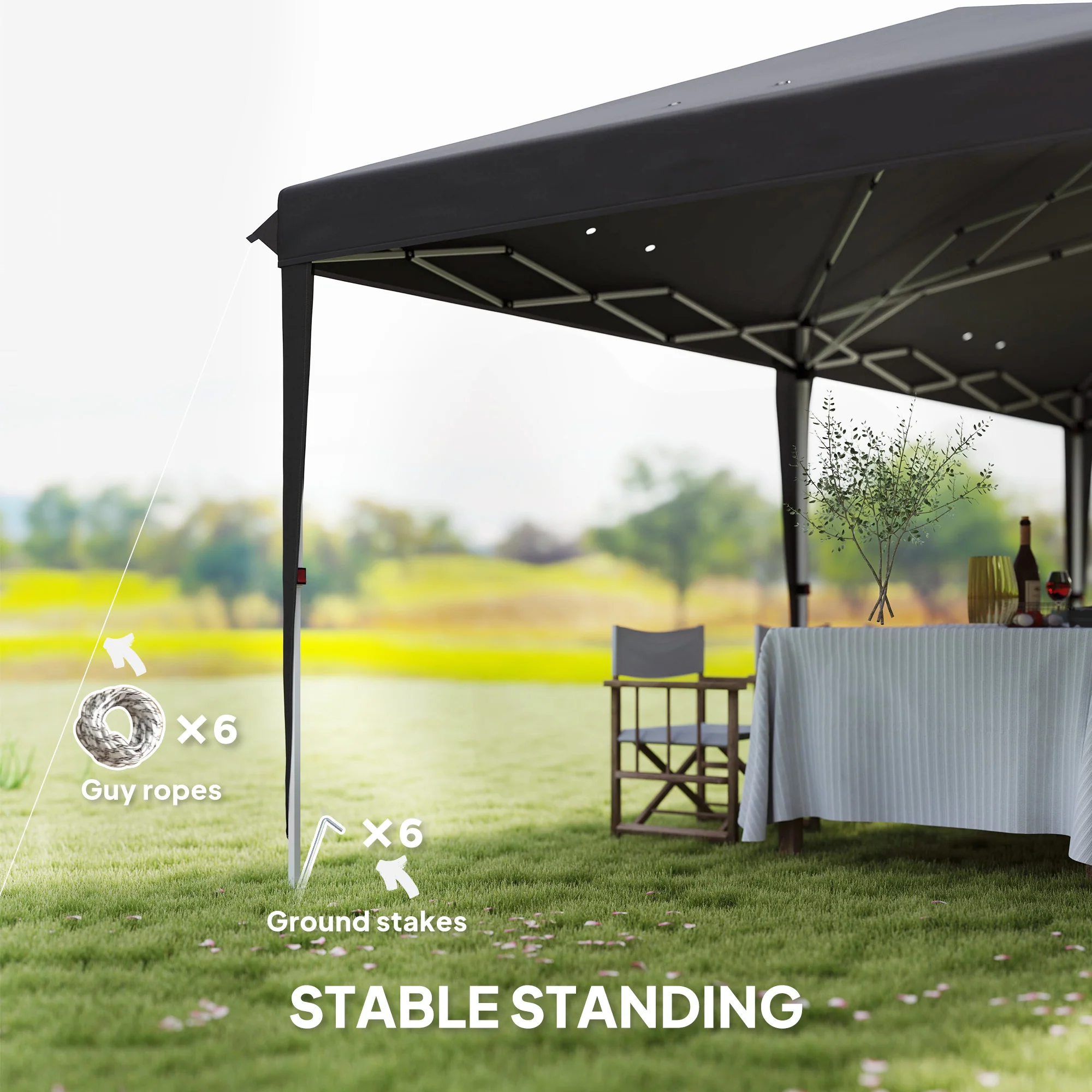 3 x 6m Pop Up Gazebo, Height Adjustable Wedding Awning Canopy w/ Carrying Bag, Grey - Image 9