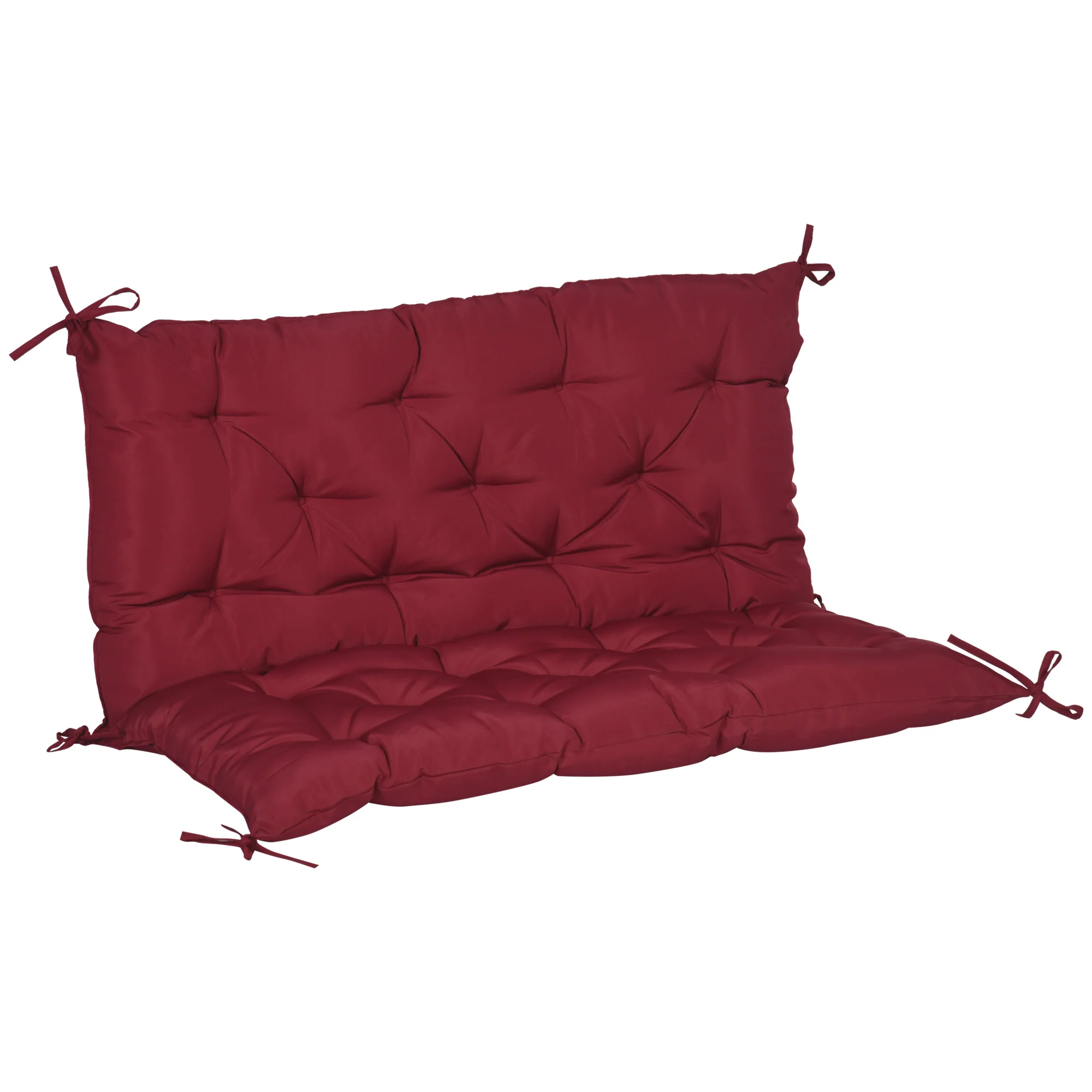 2-Seater Garden Bench Chair Cushion Mat Replacement with Backrest, 39.4" x 38.6", Wine Red - Image 12