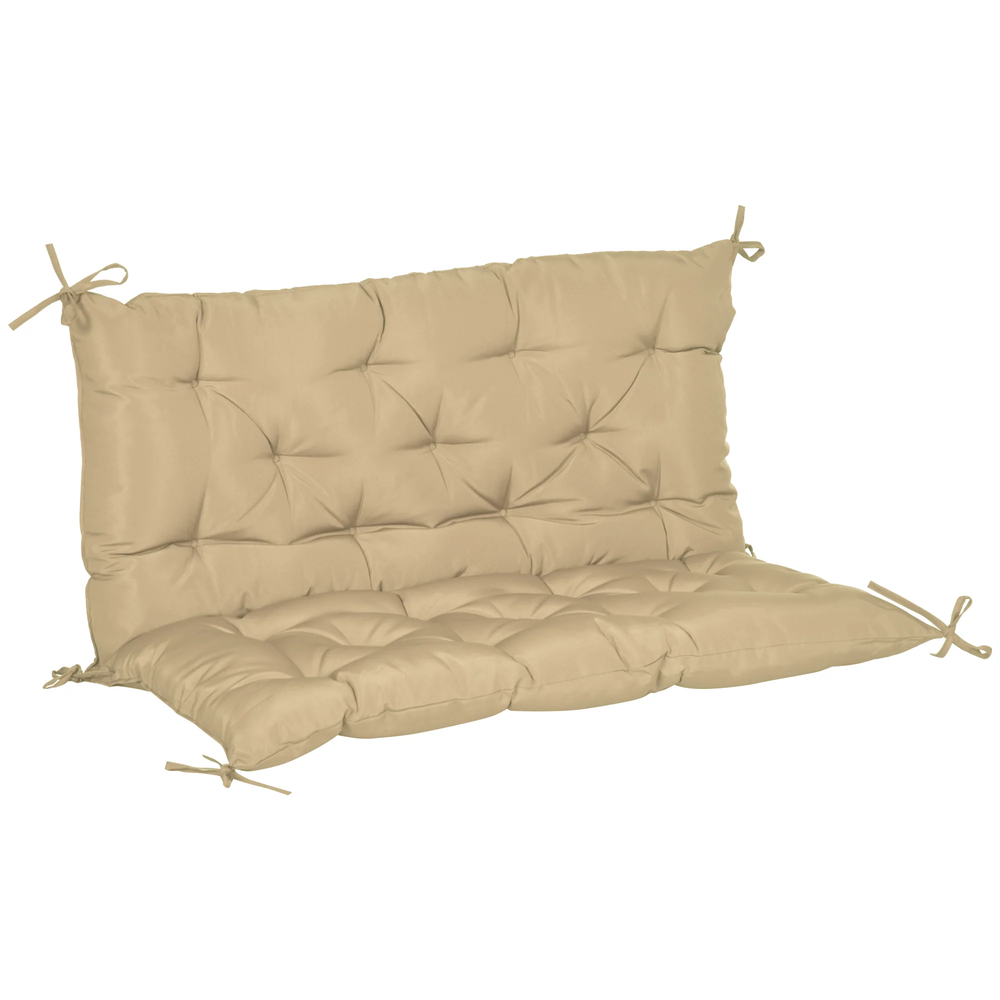 2-Seater Garden Bench Chair Cushion Mat Replacement with Backrest, 39.4" x 38.6",  Khaki