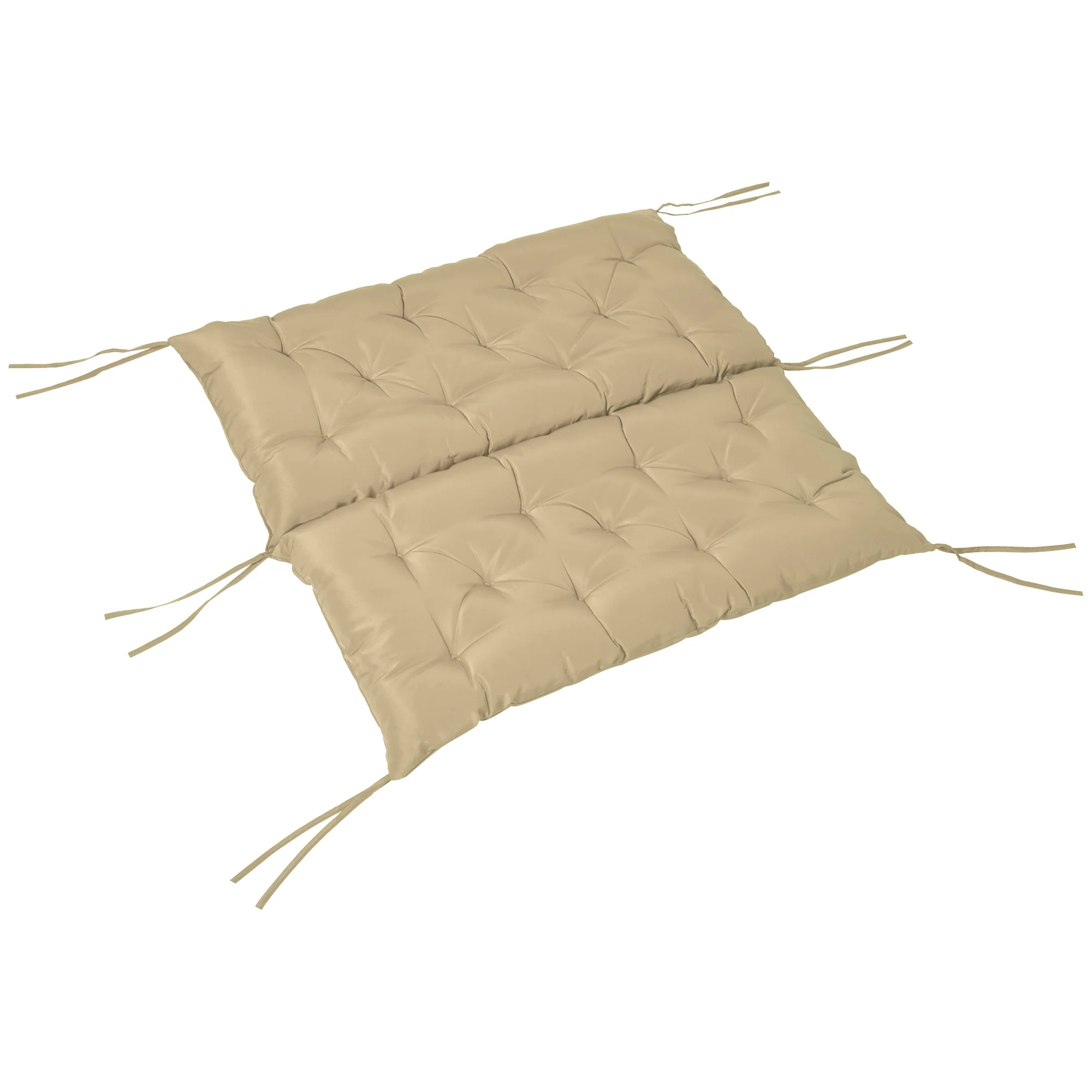 2-Seater Garden Bench Chair Cushion Mat Replacement with Backrest, 39.4" x 38.6",  Khaki - Image 2