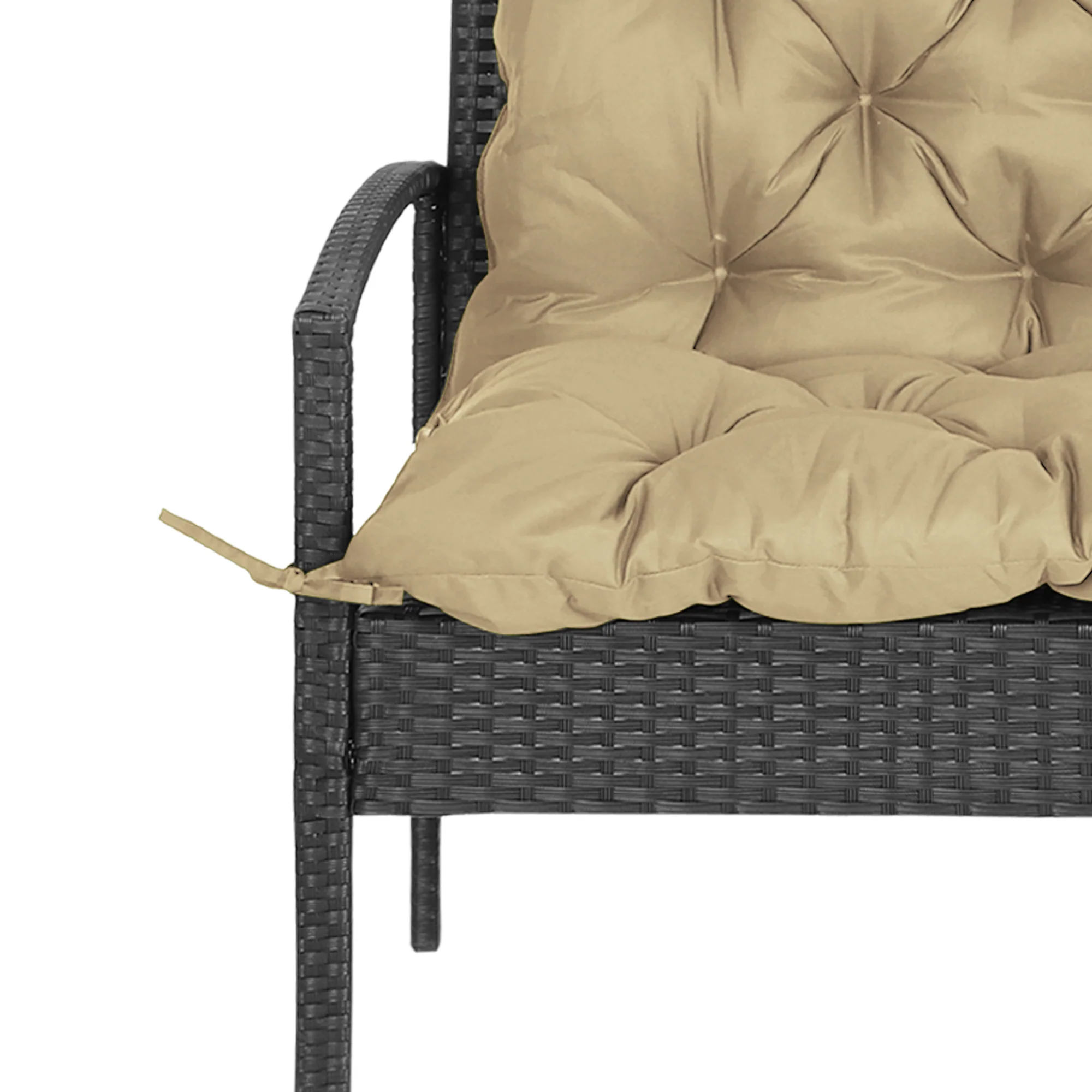 2-Seater Garden Bench Chair Cushion Mat Replacement with Backrest, 39.4" x 38.6",  Khaki - Image 9