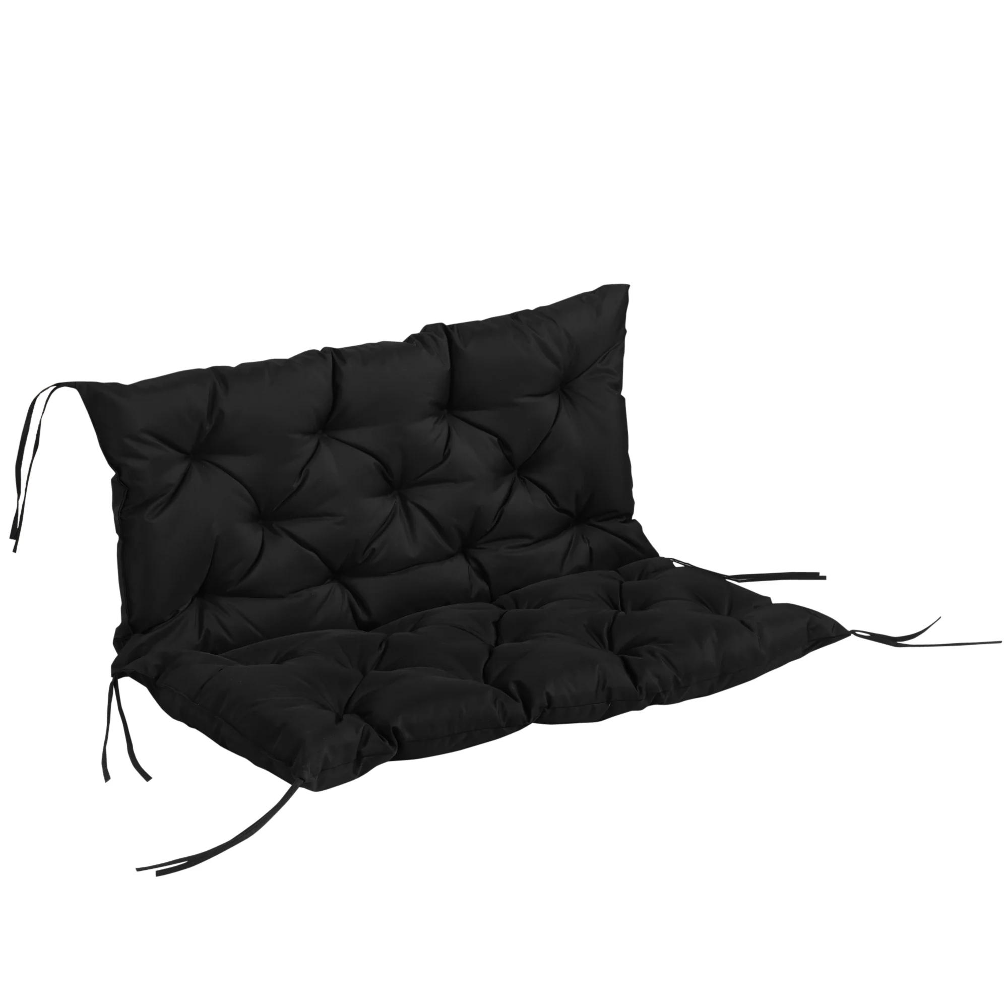 2-Seater Garden Bench Chair Cushion Mat Replacement with Backrest, 39.4" x 38.6", Black