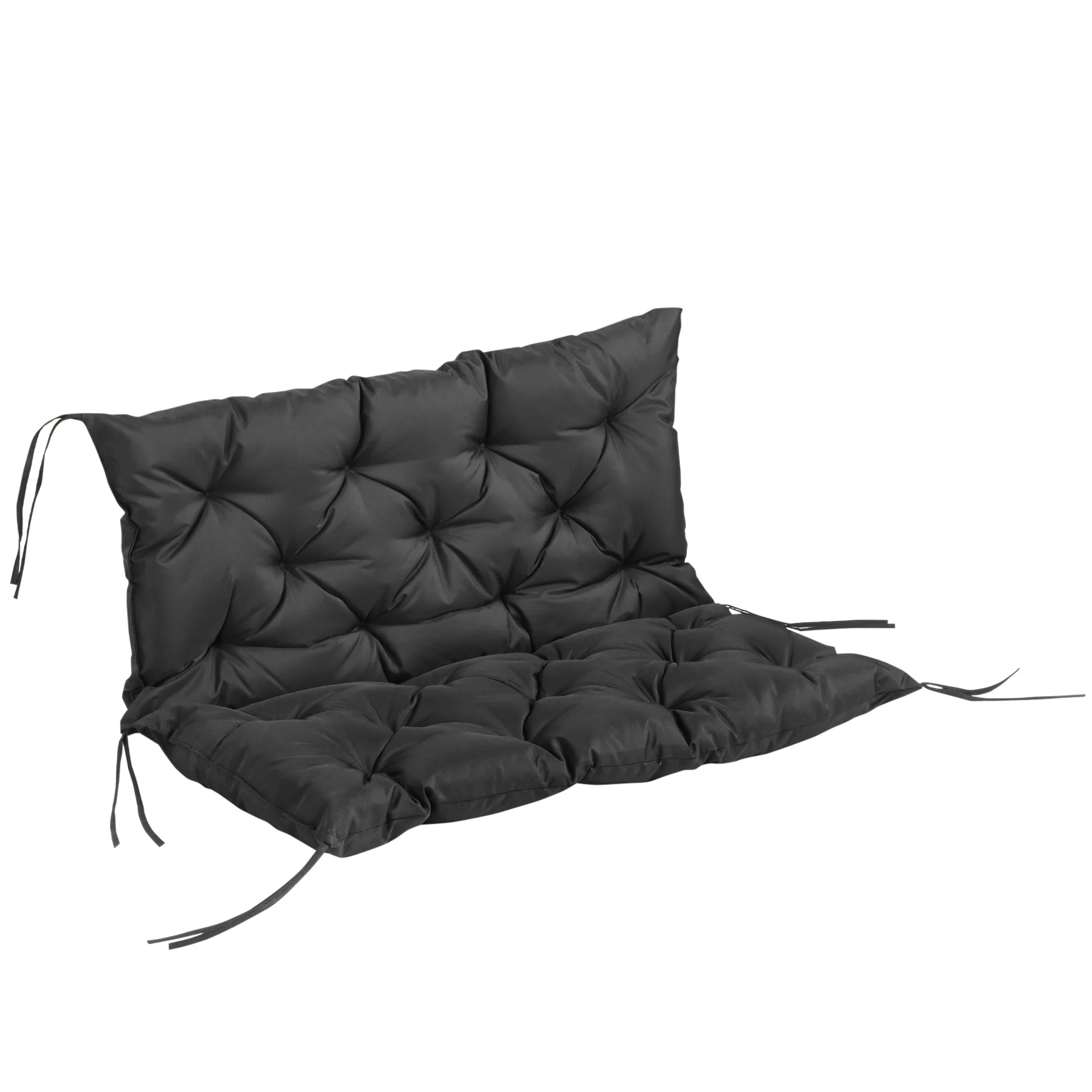 2-Seater Garden Bench Chair Cushion Mat Replacement with Backrest, 39.4" x 38.6", Black - Image 12