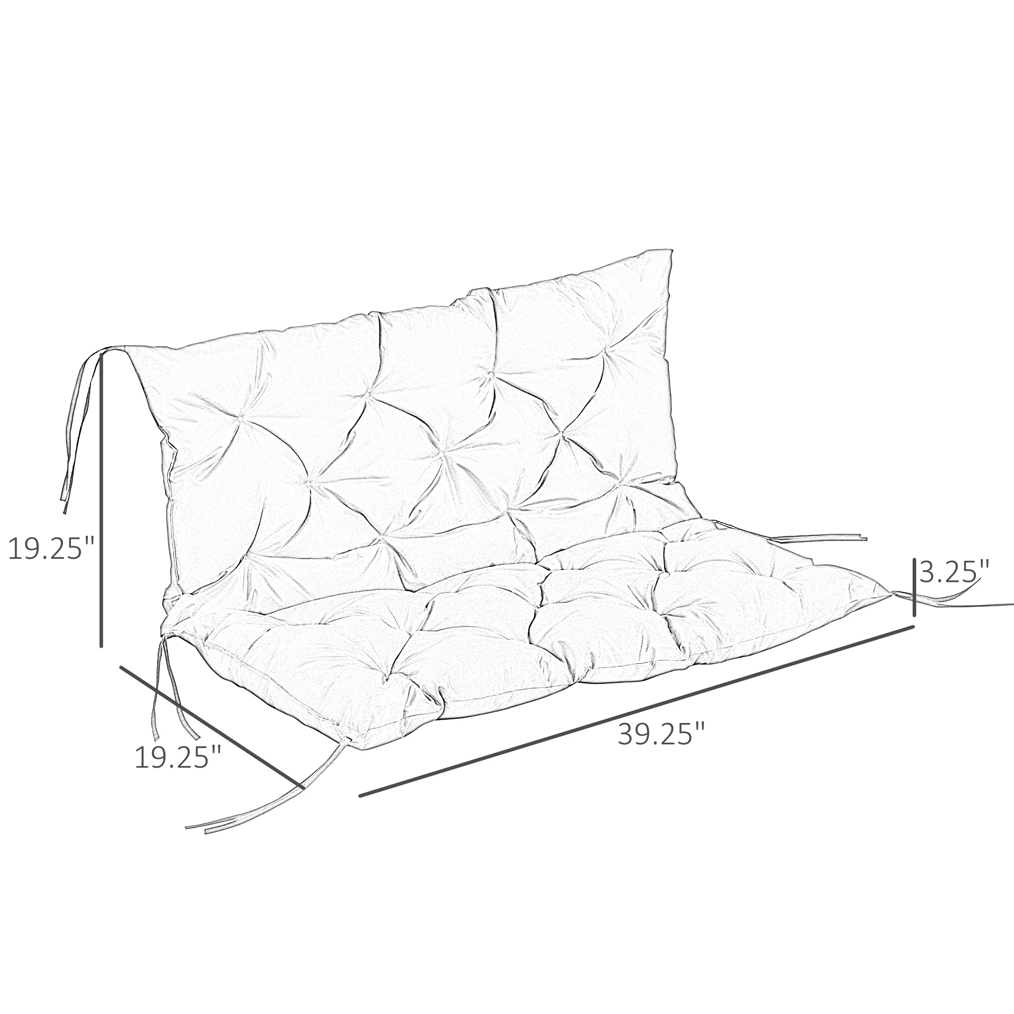 2-Seater Garden Bench Chair Cushion Mat Replacement with Backrest, 39.4" x 38.6", Black - Image 5