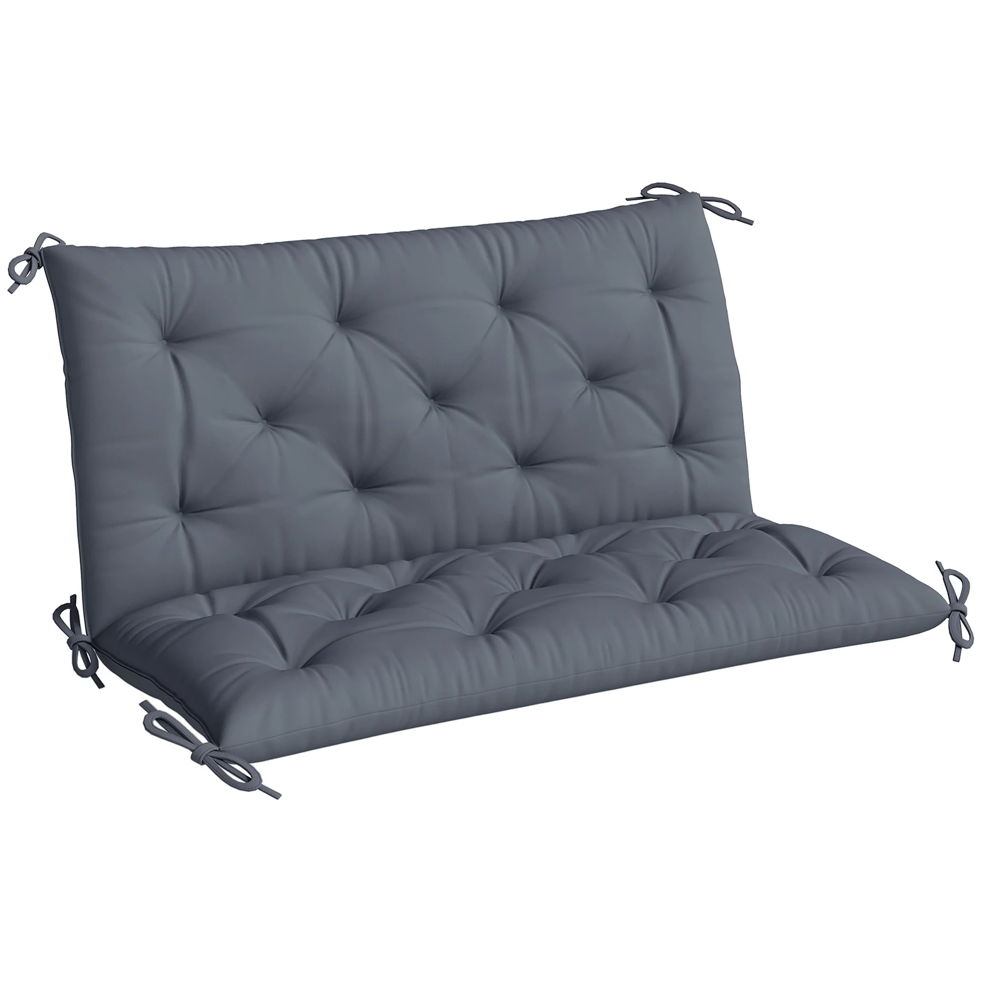 2-Seater Garden Bench Chair Cushion Mat Replacement with Backrest, 39.4" x 38.6", Dark Grey