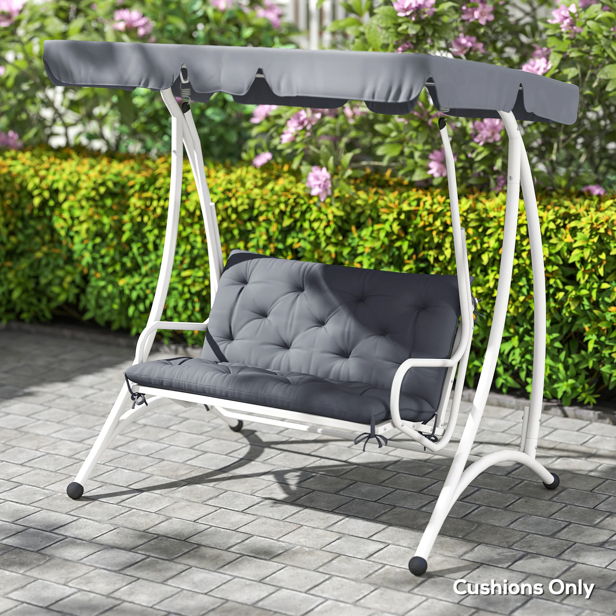 2-Seater Garden Bench Chair Cushion Mat Replacement with Backrest, 39.4" x 38.6", Dark Grey - Image 10