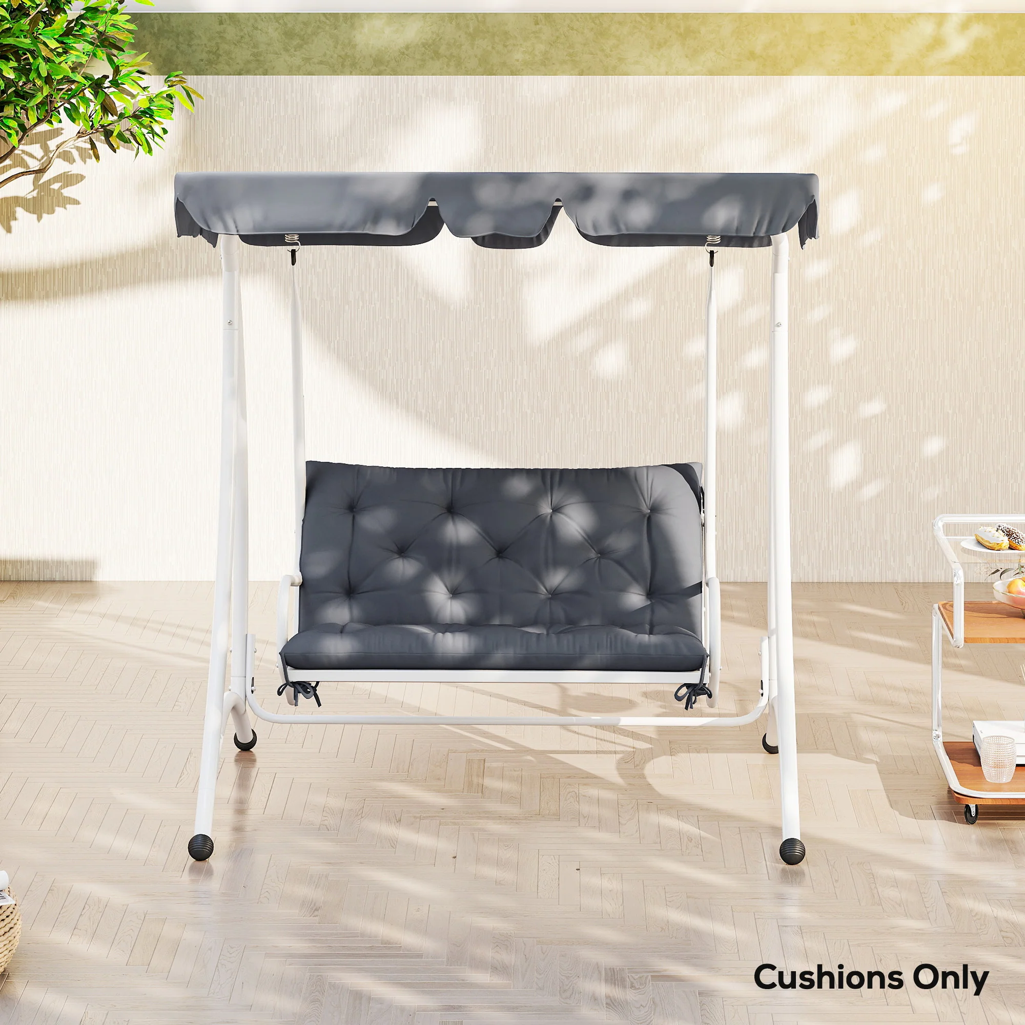 2-Seater Garden Bench Chair Cushion Mat Replacement with Backrest, 39.4" x 38.6", Dark Grey - Image 11