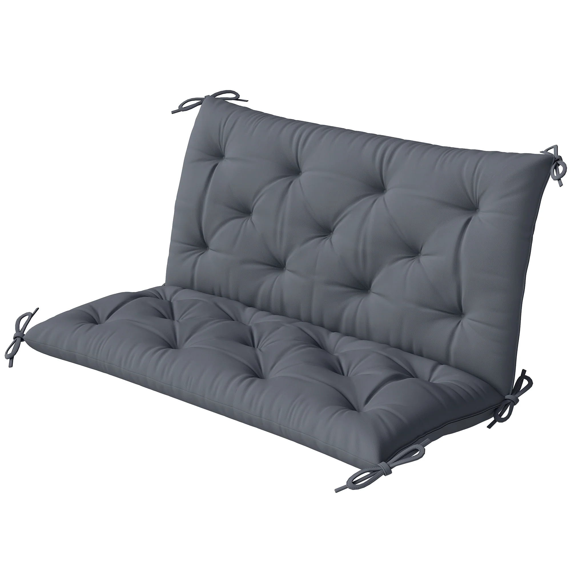 2-Seater Garden Bench Chair Cushion Mat Replacement with Backrest, 39.4" x 38.6", Dark Grey - Image 2